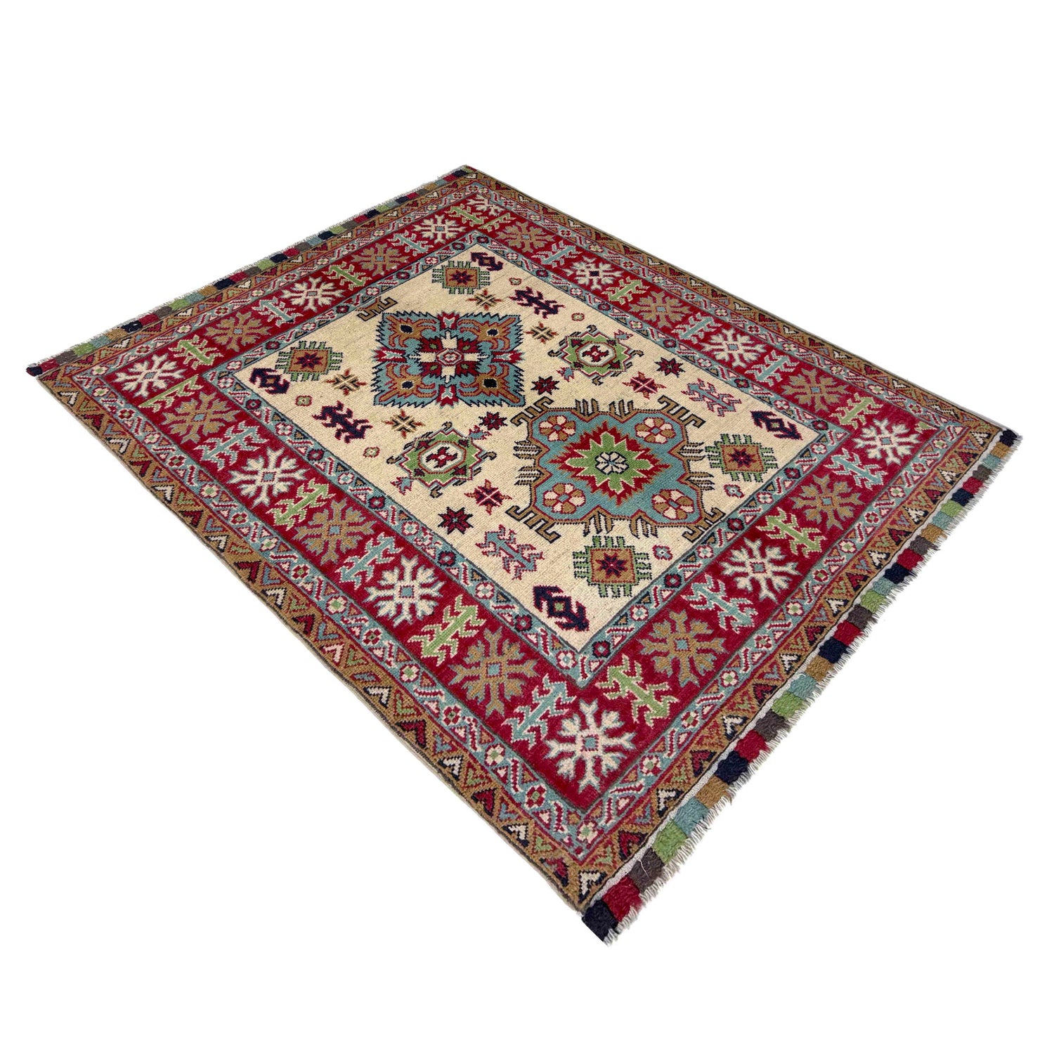 Hand knotted Kazak Carpet 3' 4" x 4' 7" ft / 102 x 140 cm - No. R37505