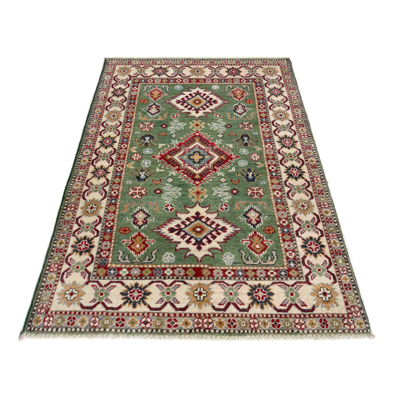 Hand knotted Kazak Carpet 3' 3" x 4' 11" ft / 98 x 149 cm - No. R37513