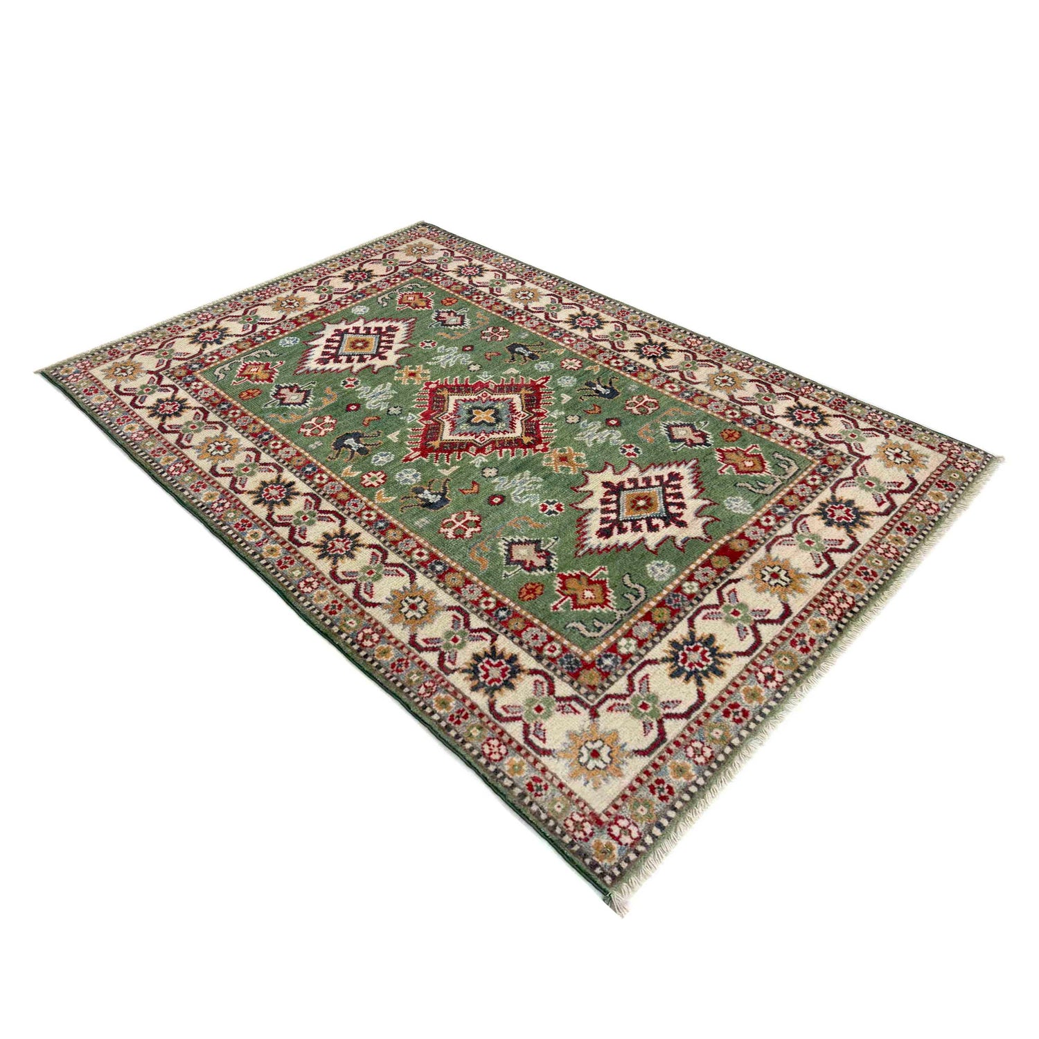 Hand knotted Kazak Carpet 3' 3" x 4' 11" ft / 98 x 149 cm - No. R37513