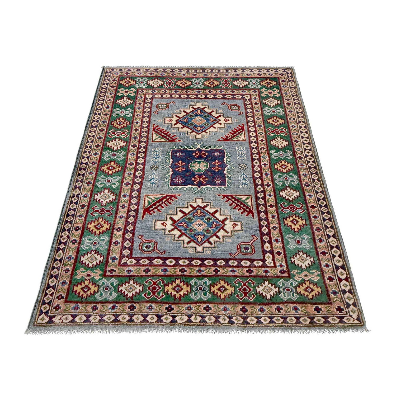 Hand Knotted Kazak Oriental Rug 3' 2" x 4' 9" ft / 97 x 146 cm - No. R37514