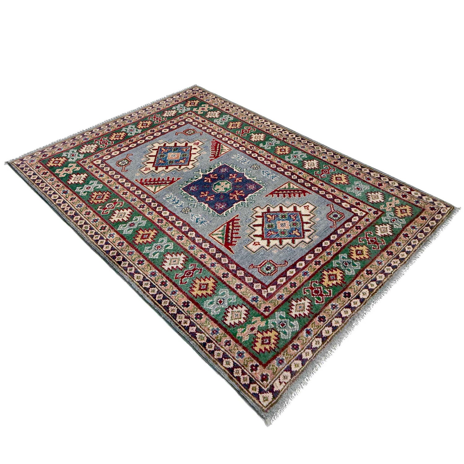 Hand Knotted Kazak Oriental Rug 3' 2" x 4' 9" ft / 97 x 146 cm - No. R37514