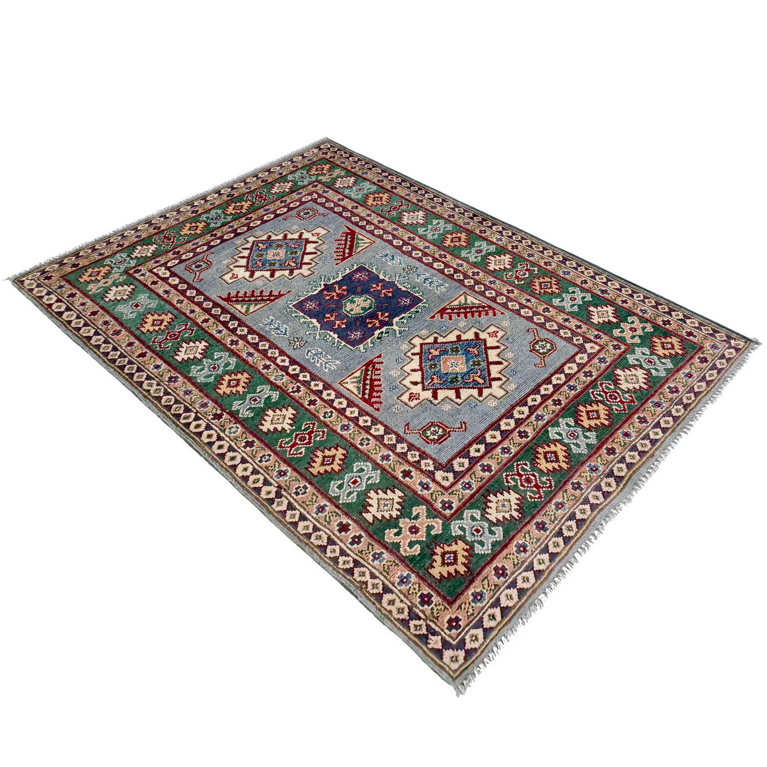 Hand Knotted Kazak Oriental Rug 3' 2" x 4' 9" ft / 97 x 146 cm - No. R37514