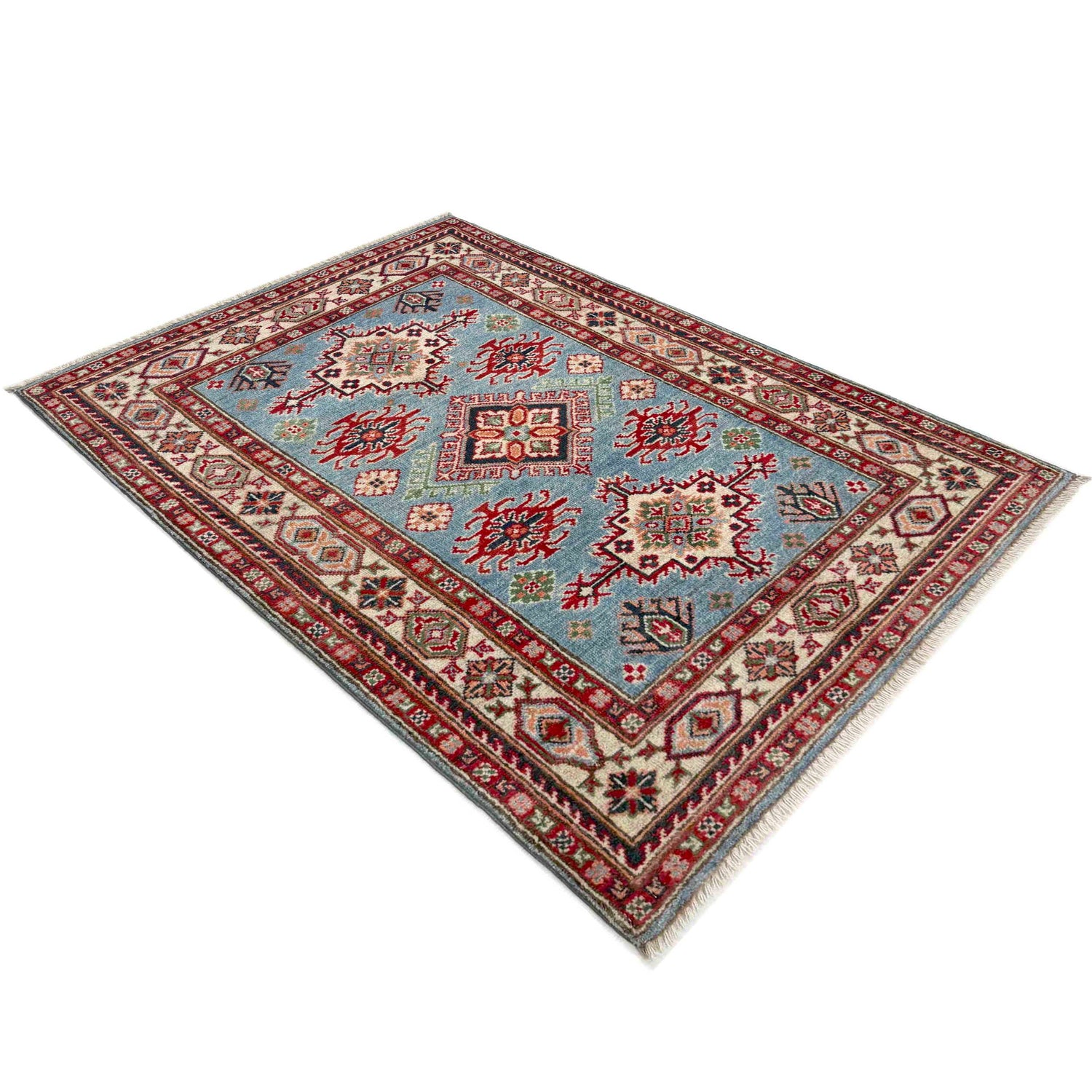 Hand Knotted Kazak Oriental Rug 3' 3" x 4' 11" ft / 99 x 149 cm - No. R37515