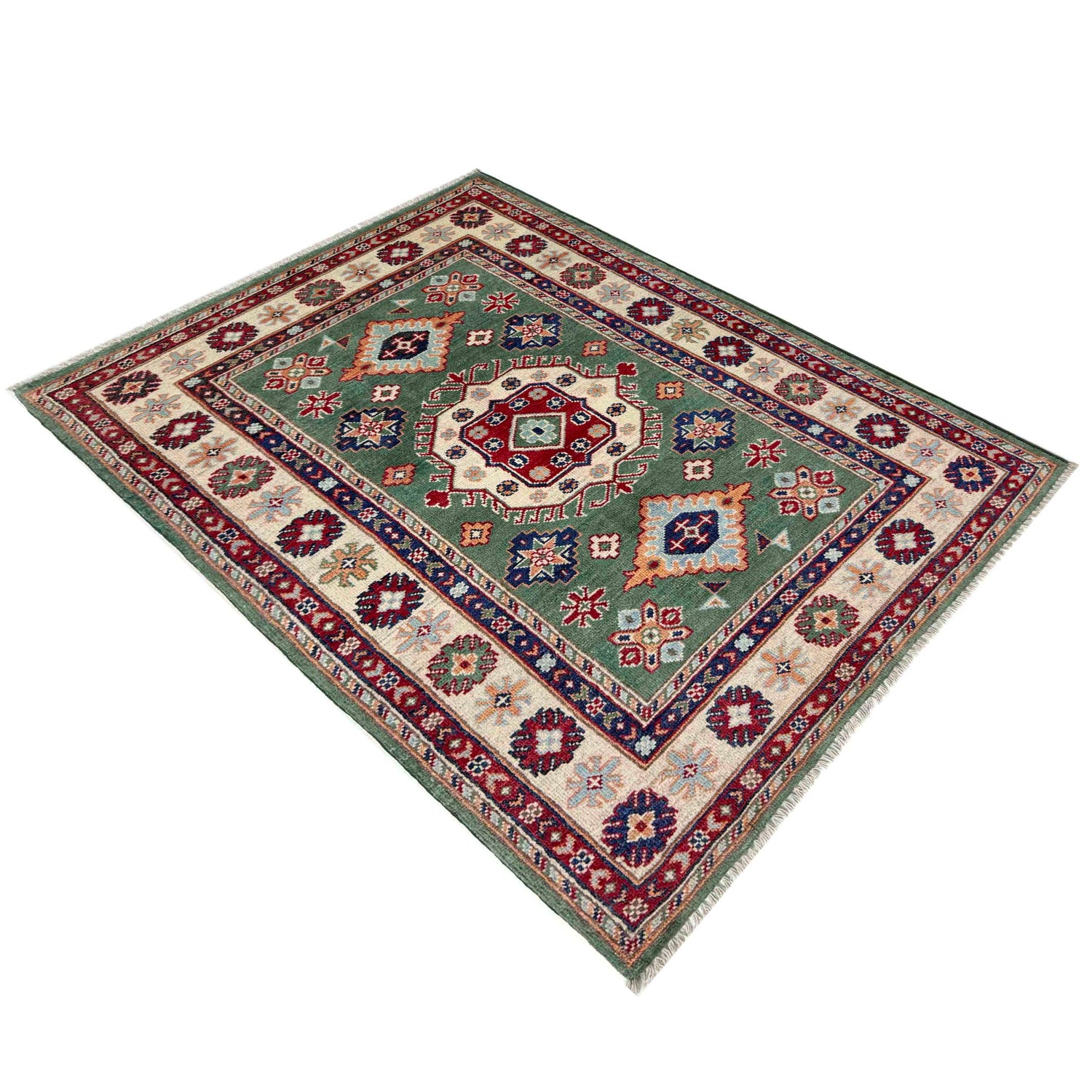 Handmade Kazak Area Rug 3' 2" x 4' 9" ft / 97 x 144 cm - No. R37516