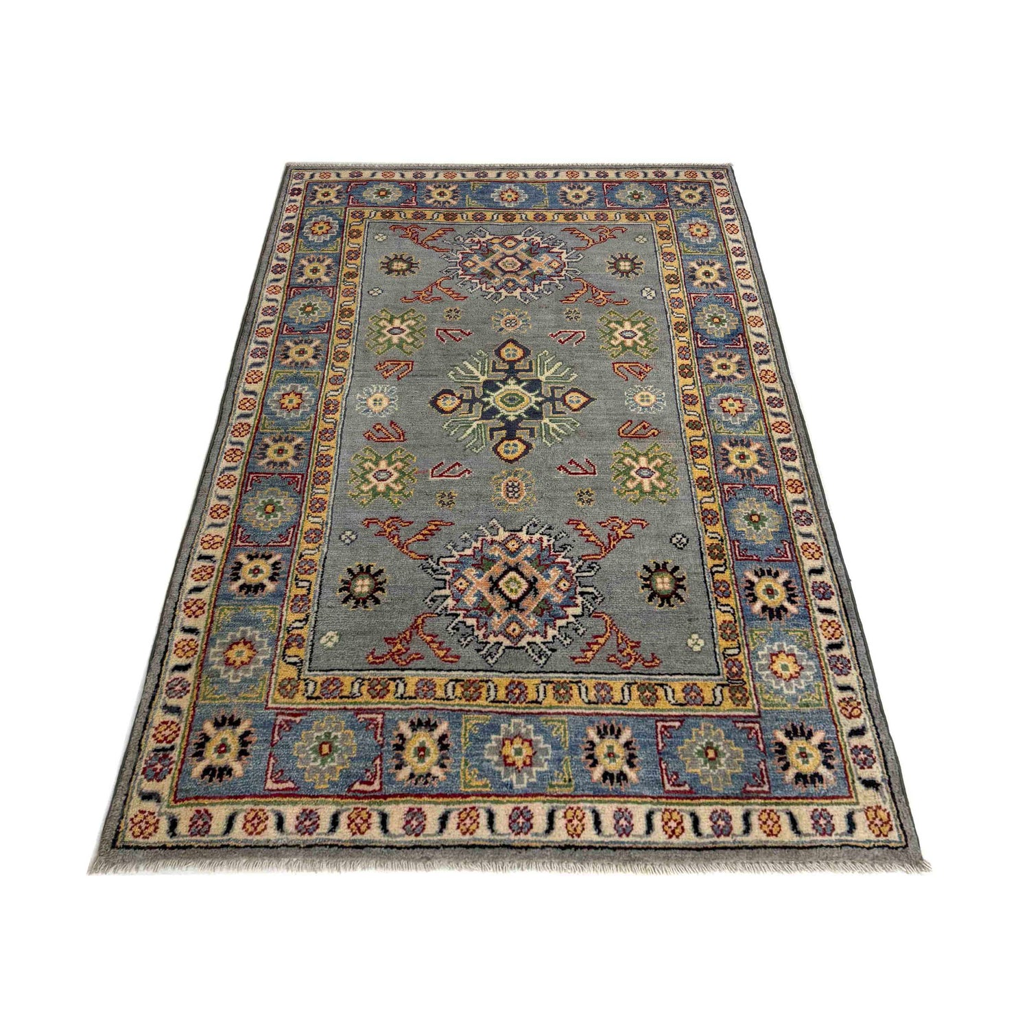 Gray Color Kazak Rug 3' 2" x 5' 1" ft / 97 x 154 cm - No. R37518