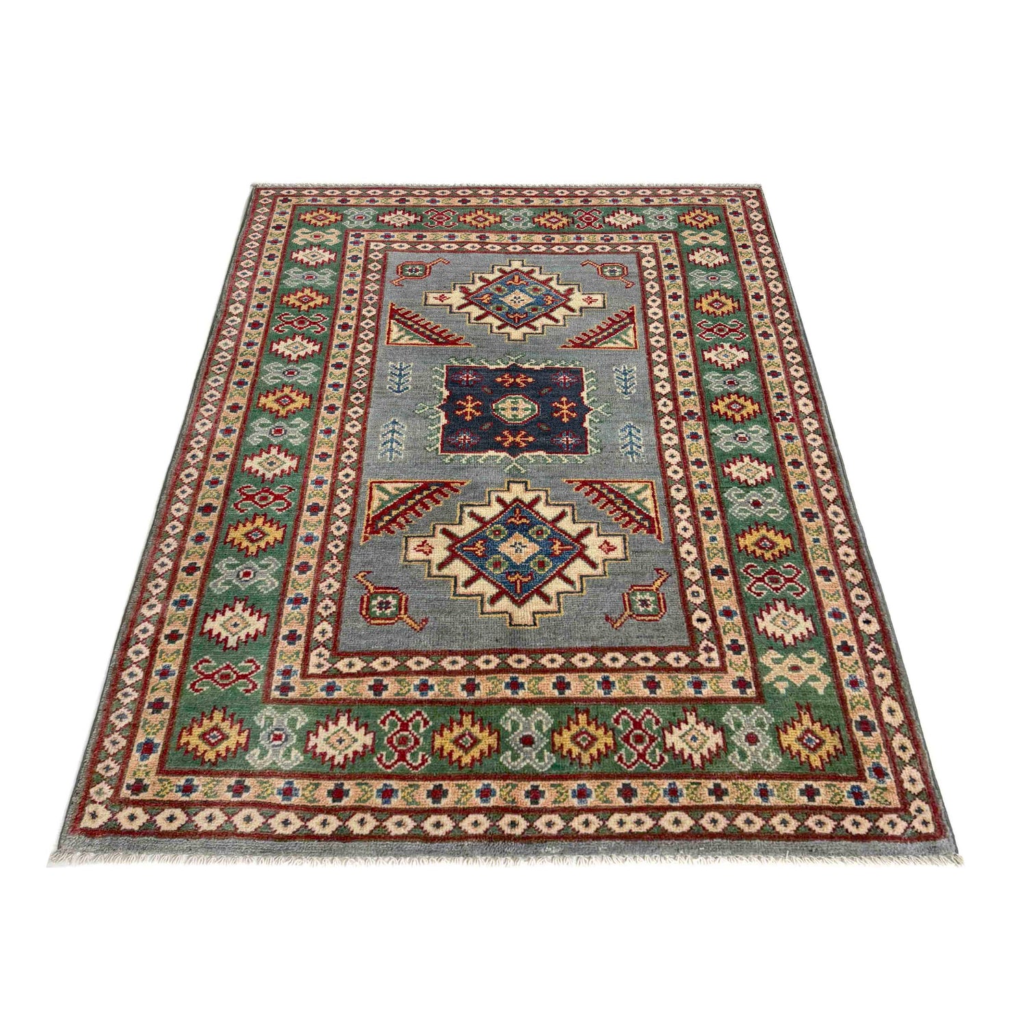 Hand Knotted Kazak Oriental Rug 3' 3" x 4' 9" ft / 100 x 146 cm - No. R37519