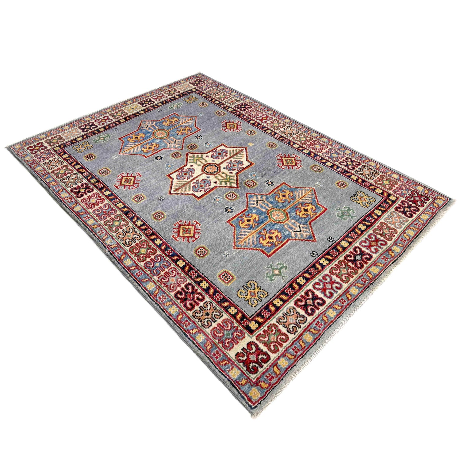 Blue Color Kazak Rug 3' 4" x 4' 11" ft / 102 x 150 cm - No. R37525