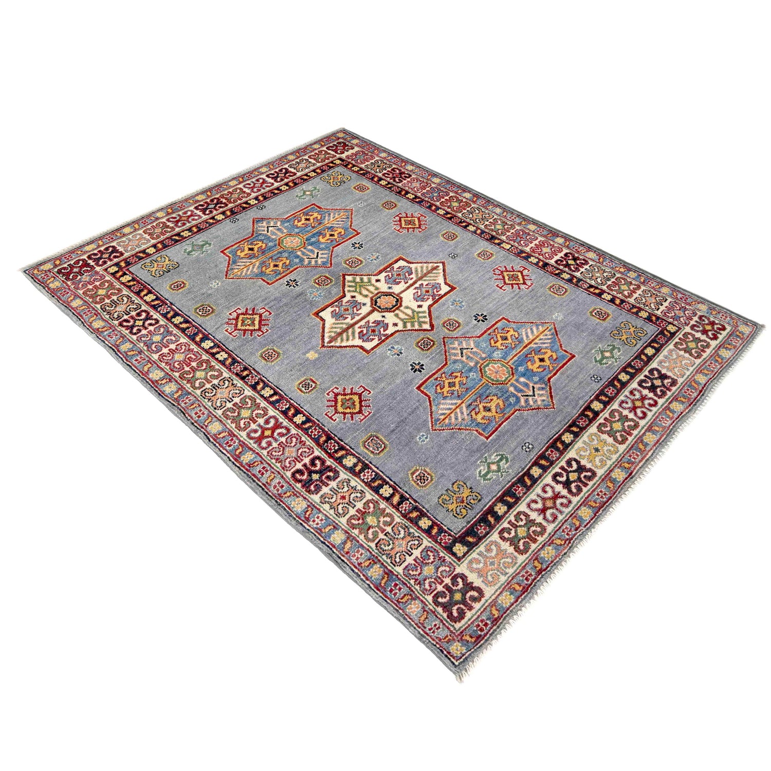 Blue Color Kazak Rug 3' 4" x 4' 11" ft / 102 x 150 cm - No. R37525