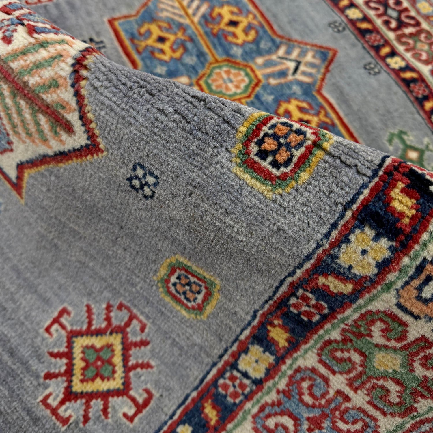 Blue Color Kazak Rug 3' 4" x 4' 11" ft / 102 x 150 cm - No. R37525