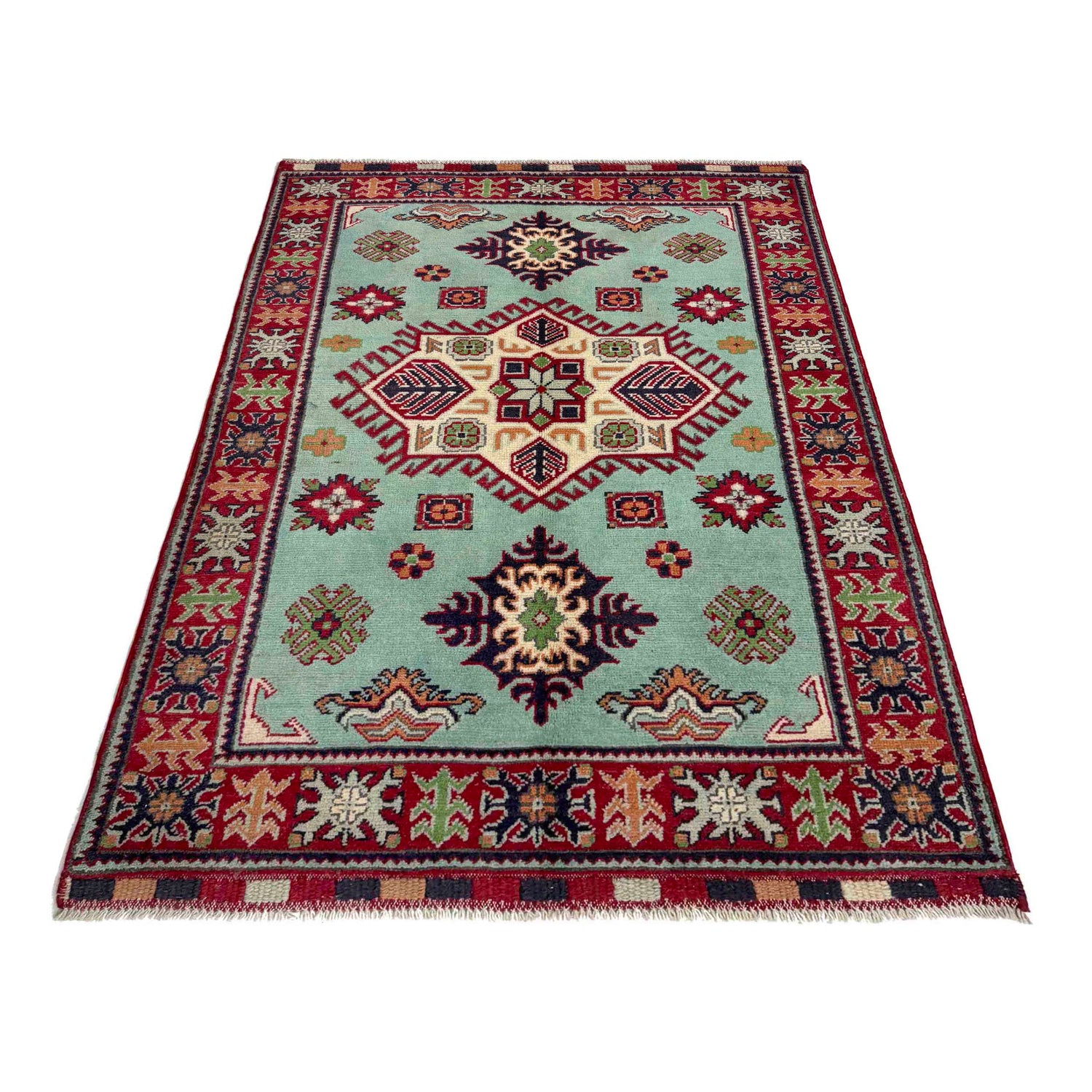 Hand knotted Kazak Carpet 3' 2" x 4' 9" ft / 97 x 145 cm - No. R37531