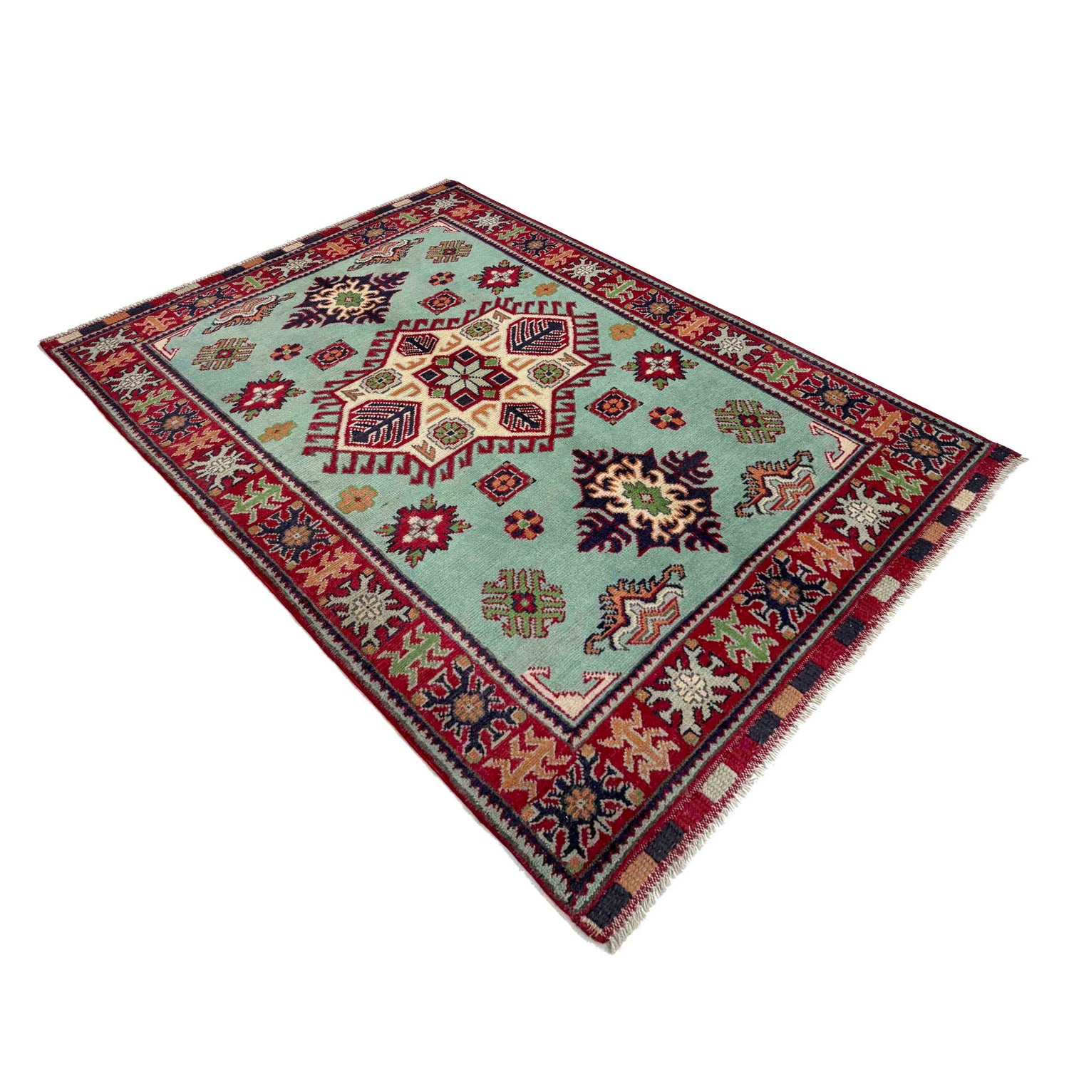 Hand knotted Kazak Carpet 3' 2" x 4' 9" ft / 97 x 145 cm - No. R37531
