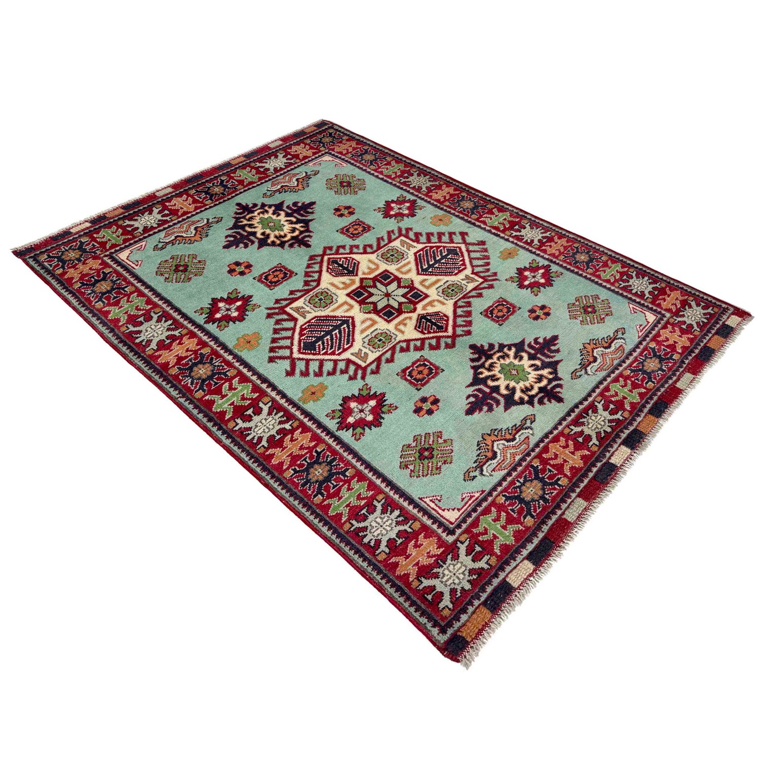 Hand knotted Kazak Carpet 3' 2" x 4' 9" ft / 97 x 145 cm - No. R37531