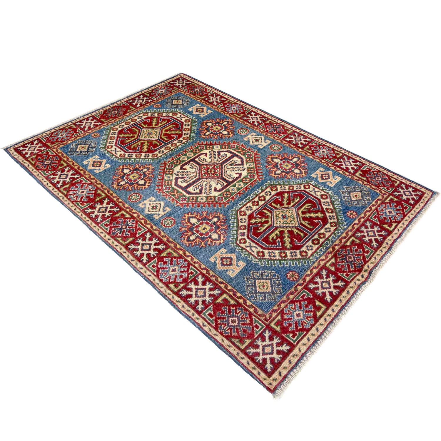 Hand knotted Kazak Carpet 3' 1" x 4' 10" ft / 95 x 148 cm - No. R37534
