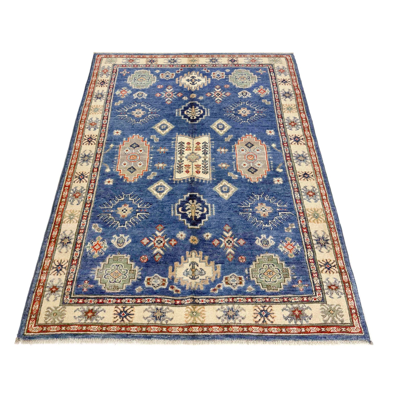 Blue Color Kazak Rug 3' 10" x 5' 11" ft / 117 x 181 cm - No. R37540