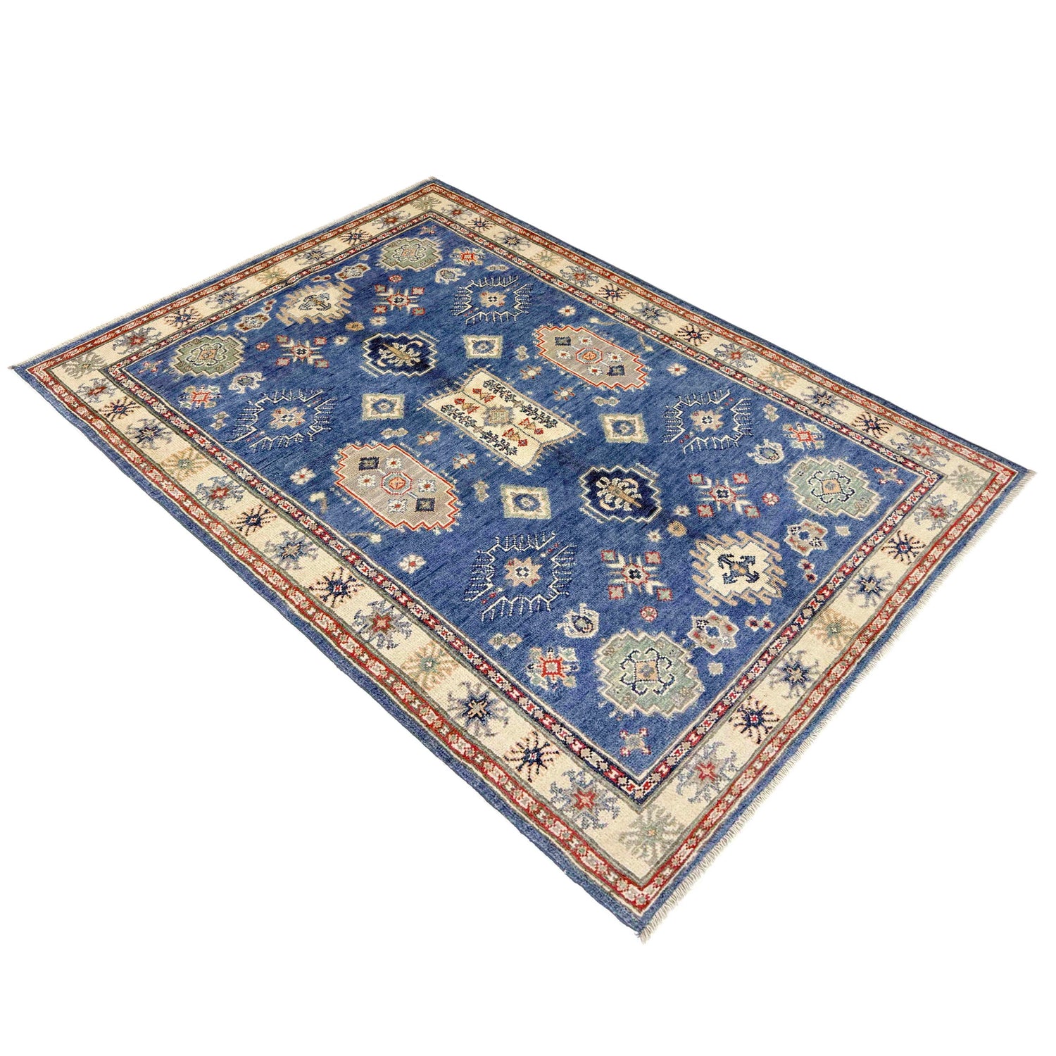 Blue Color Kazak Rug 3' 10" x 5' 11" ft / 117 x 181 cm - No. R37540