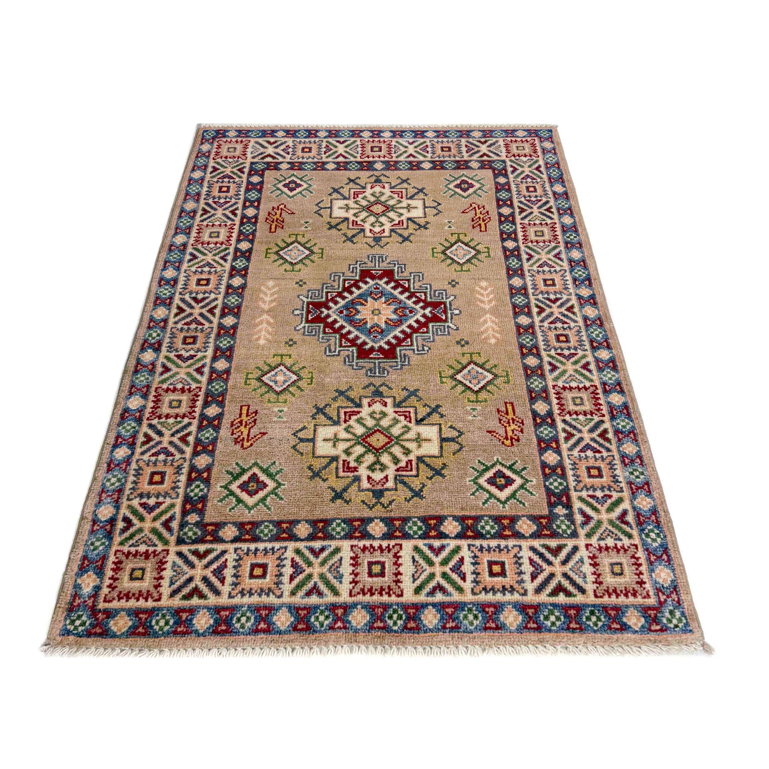 Handmade Kazak Area Rug 2' 7" x 3' 10" ft / 80 x 117 cm - No. R37542