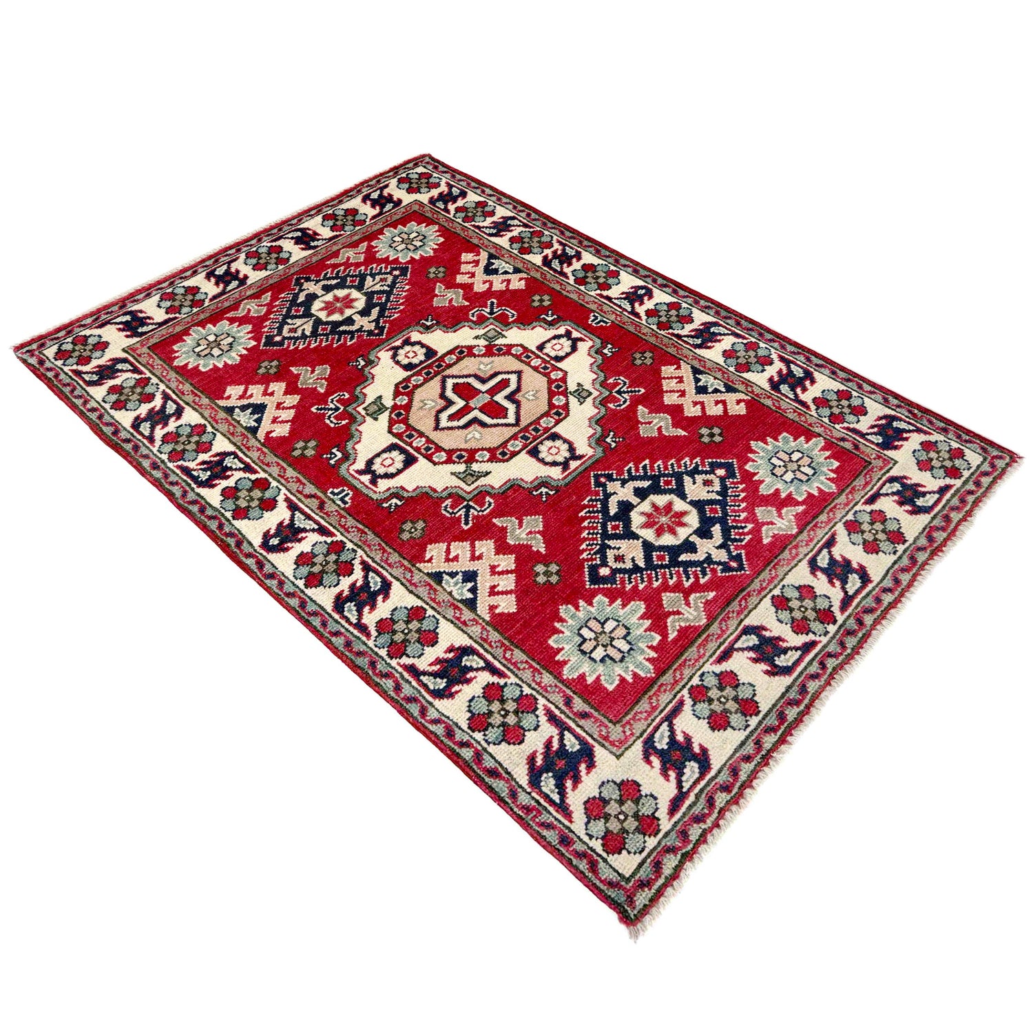 Red Color Kazak Rug 2' 7" x 4' 1" ft / 80 x 124 cm - No. R37544