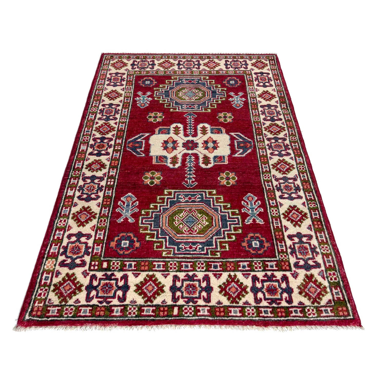 Handmade Kazak Area Rug 2' 8" x 4' 2" ft / 81 x 126 cm - No. R37548