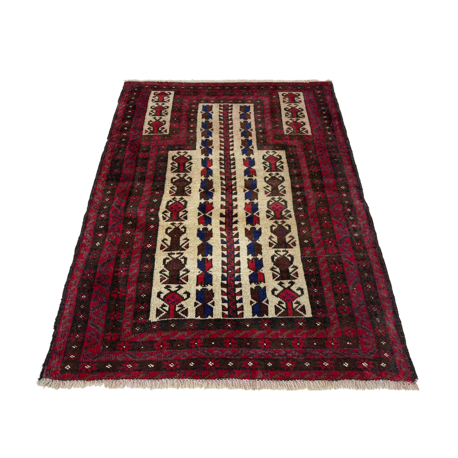 Handmade Prayer Rug 3' 2" x 4' 6" ft / 96 x 138 cm - No R37598
