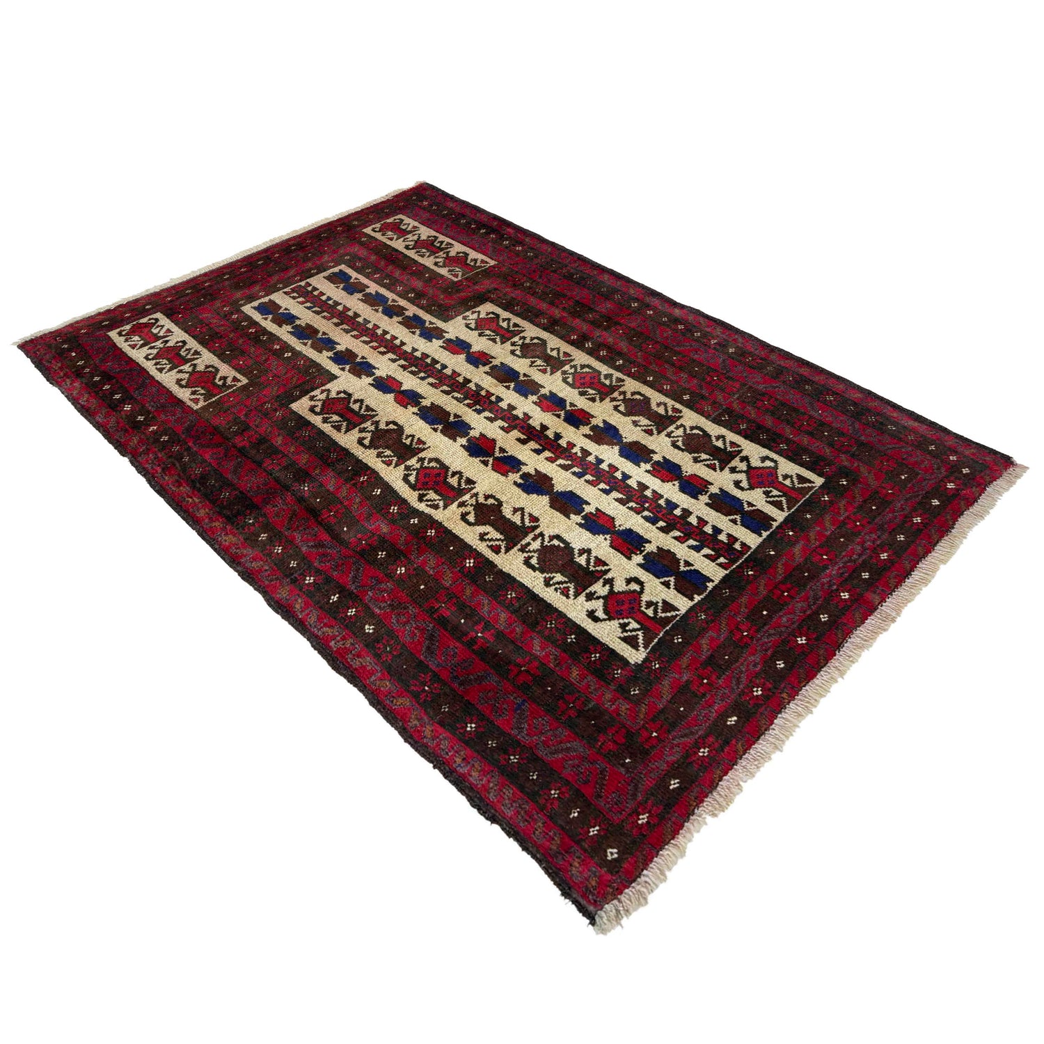 Handmade Prayer Rug 3' 2" x 4' 6" ft / 96 x 138 cm - No R37598
