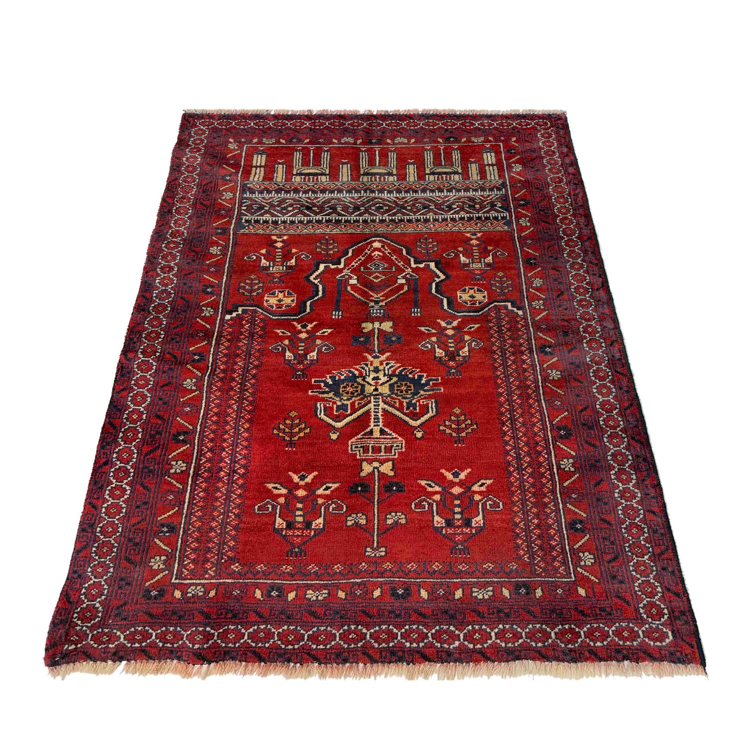 Handmade Prayer Rug 2' 10" x 4' 2" ft / 86 x 126 cm - No. R37600