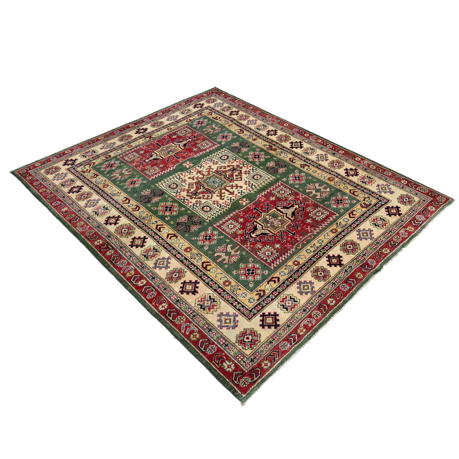 Hand Knotted Kazak Oriental Rug 5' 0" x 6' 6" ft / 152 x 197 cm - No. R37616