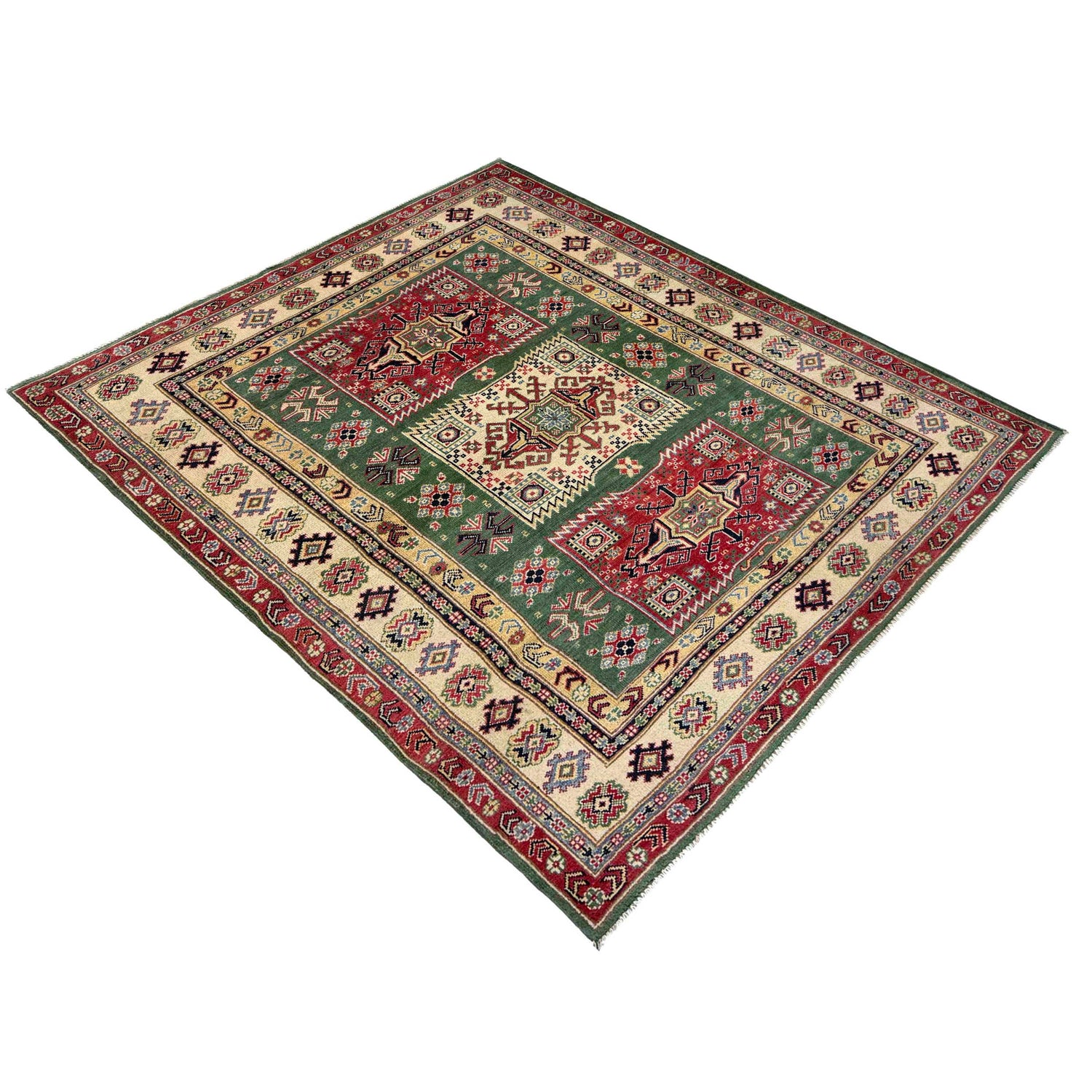 Hand Knotted Kazak Oriental Rug 5' 0" x 6' 6" ft / 152 x 197 cm - No. R37616