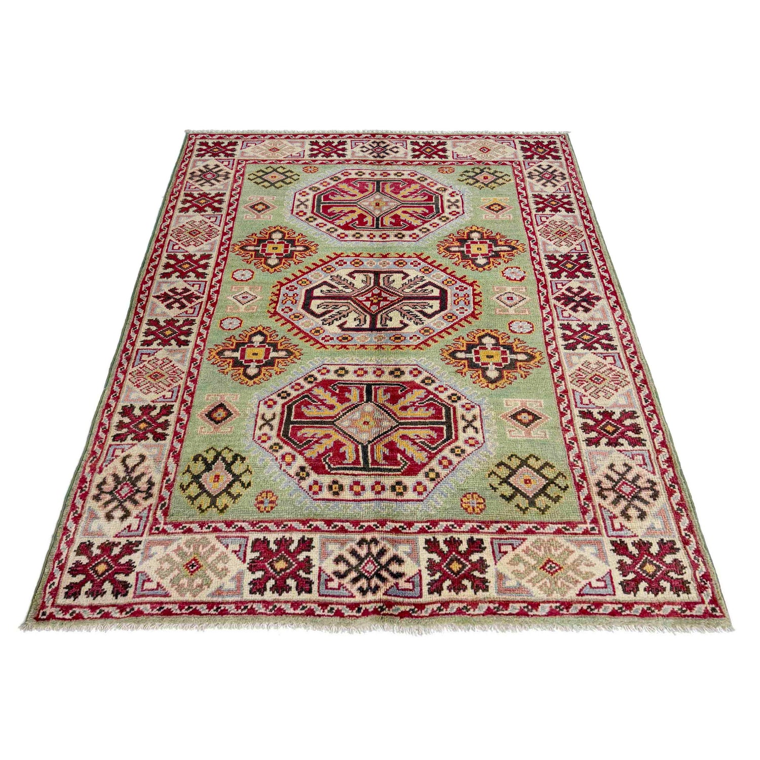 Hand Knotted Kazak Oriental Rug 3' 6" x 4' 9" ft / 107 x 146 cm - No. R37620