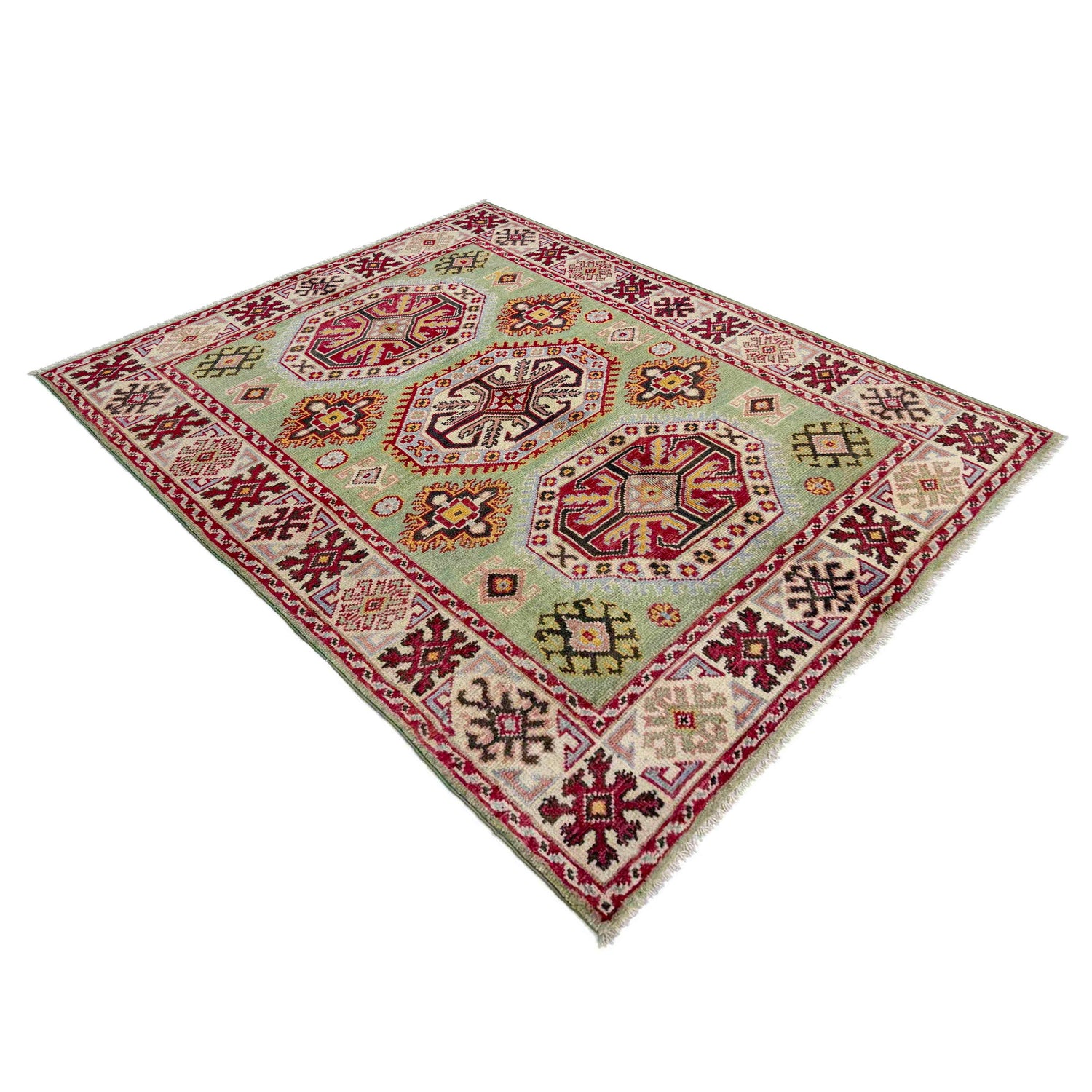 Hand Knotted Kazak Oriental Rug 3' 6" x 4' 9" ft / 107 x 146 cm - No. R37620