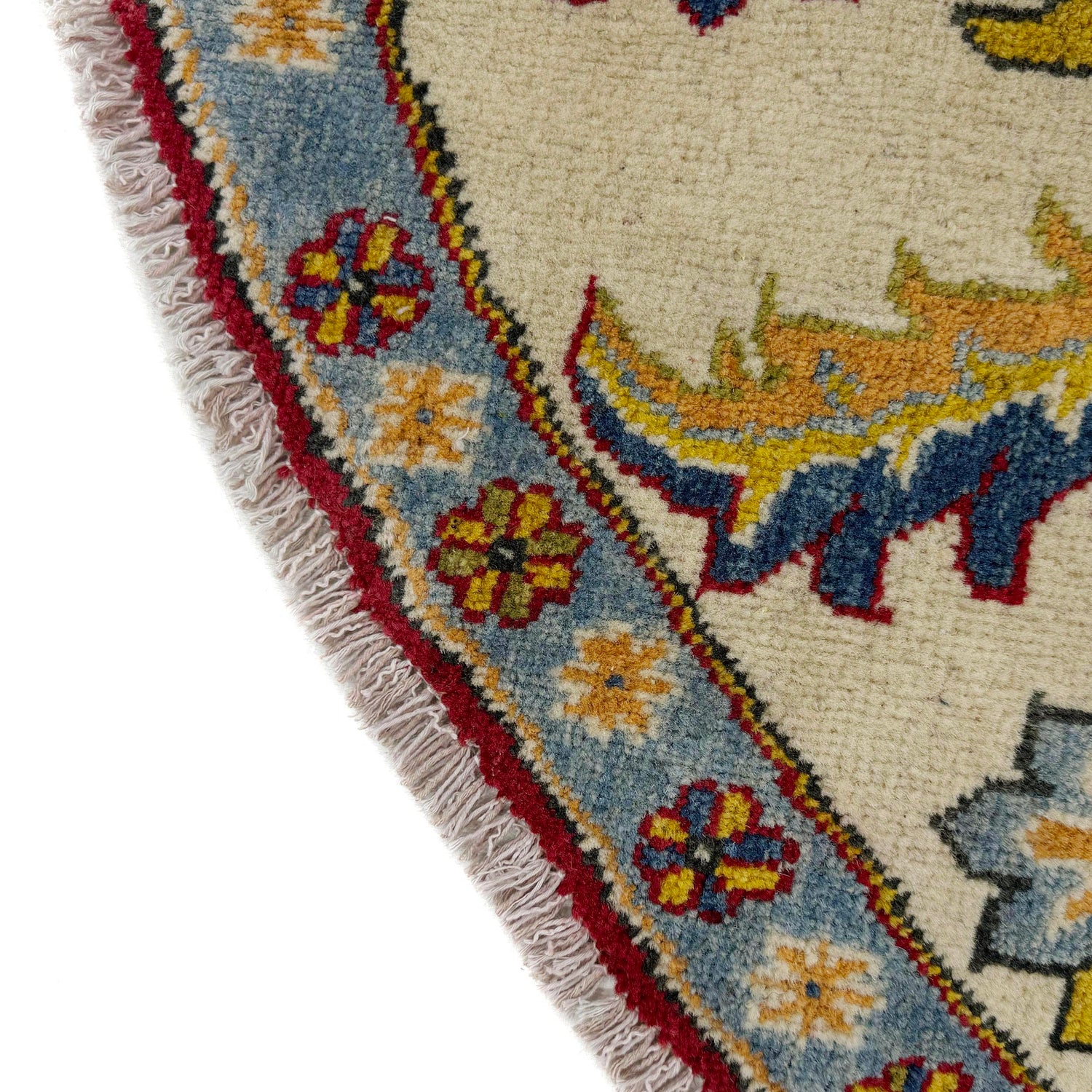 Hand Knotted Round Kazak Oriental Rug 7' 10" x 7' 7" ft / 238 x 201 cm - No. R37630