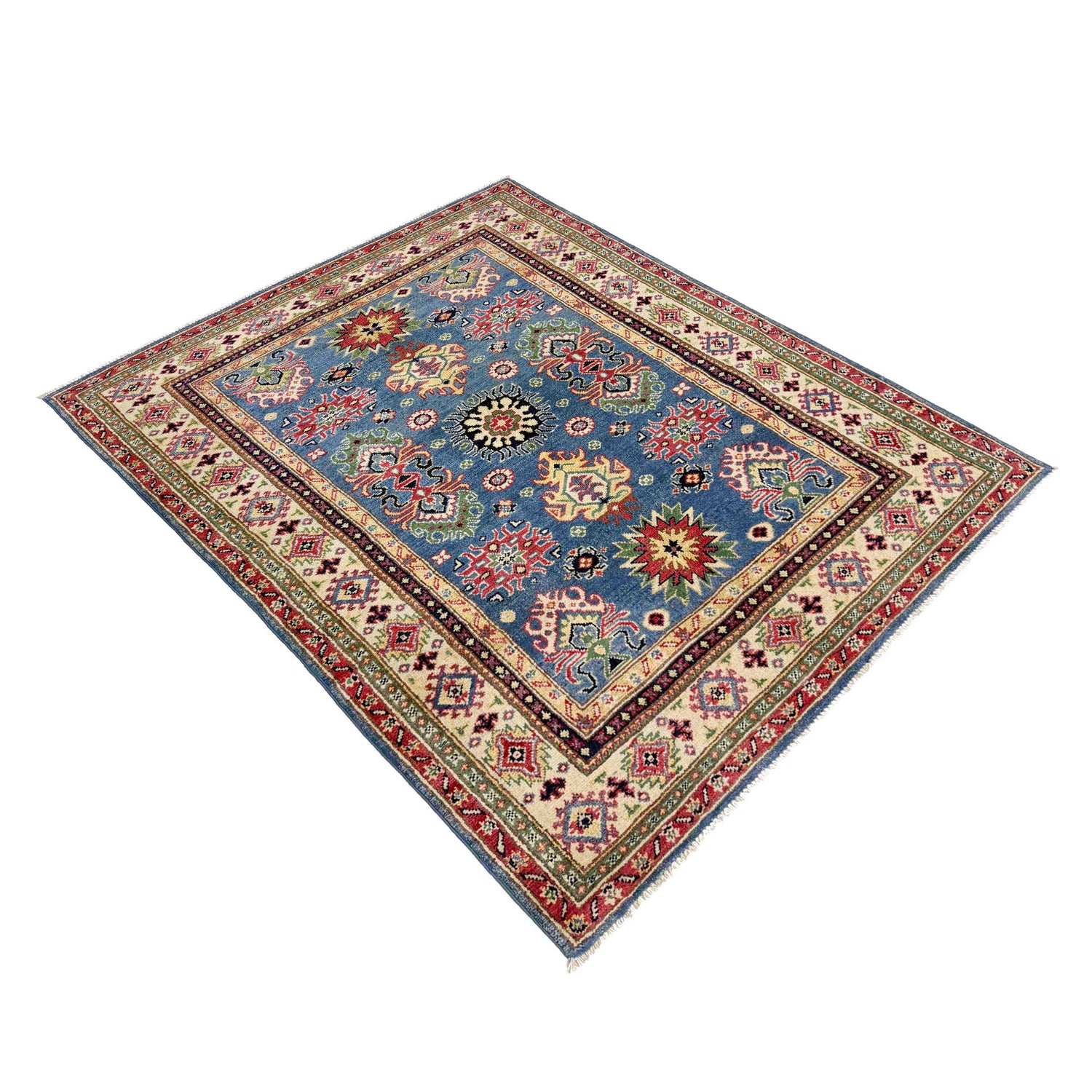 Handmade Kazak Area Rug 4' 0" x 6' 1" ft / 122 x 186 cm - No. R37631