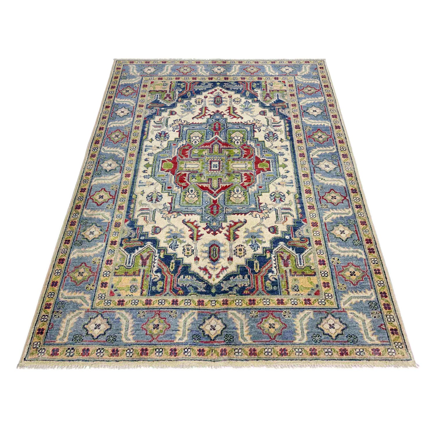 Hand Woven Heriz Design Carpet 3' 11" x 5' 11" ft / 120 x 180 cm - No. R37637