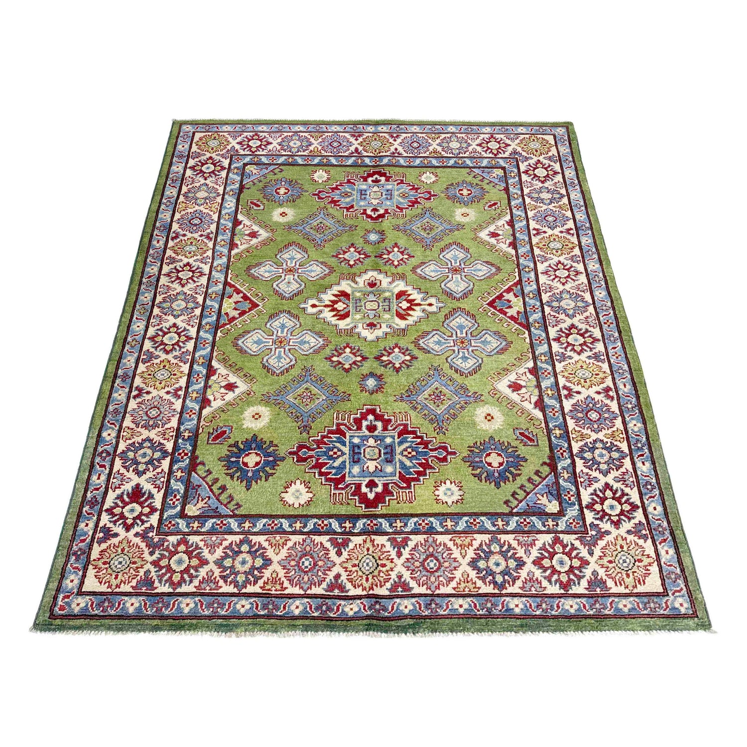 Green Color Kazak Rug 5' 0" x 6' 9" ft / 152 x 206 cm - No. R37640