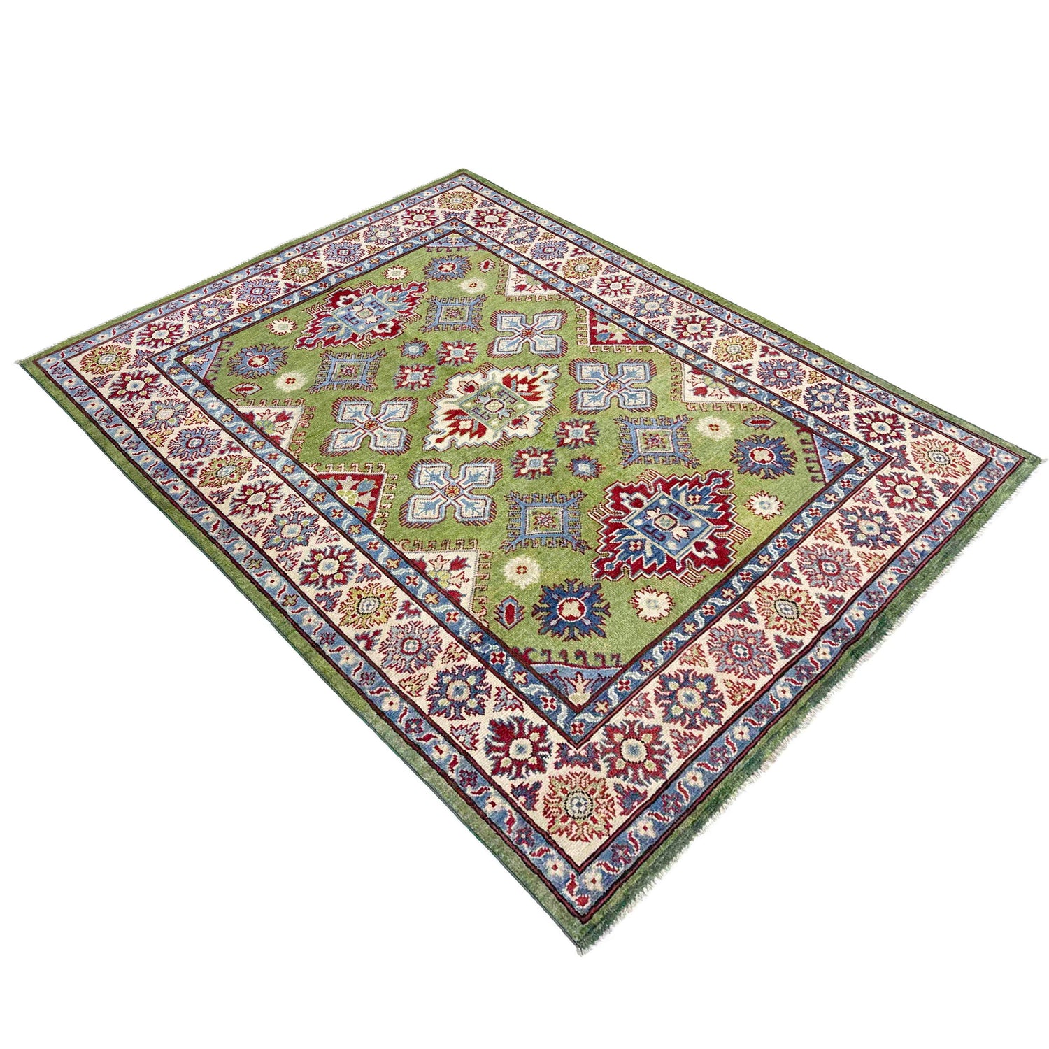 Green Color Kazak Rug 5' 0" x 6' 9" ft / 152 x 206 cm - No. R37640