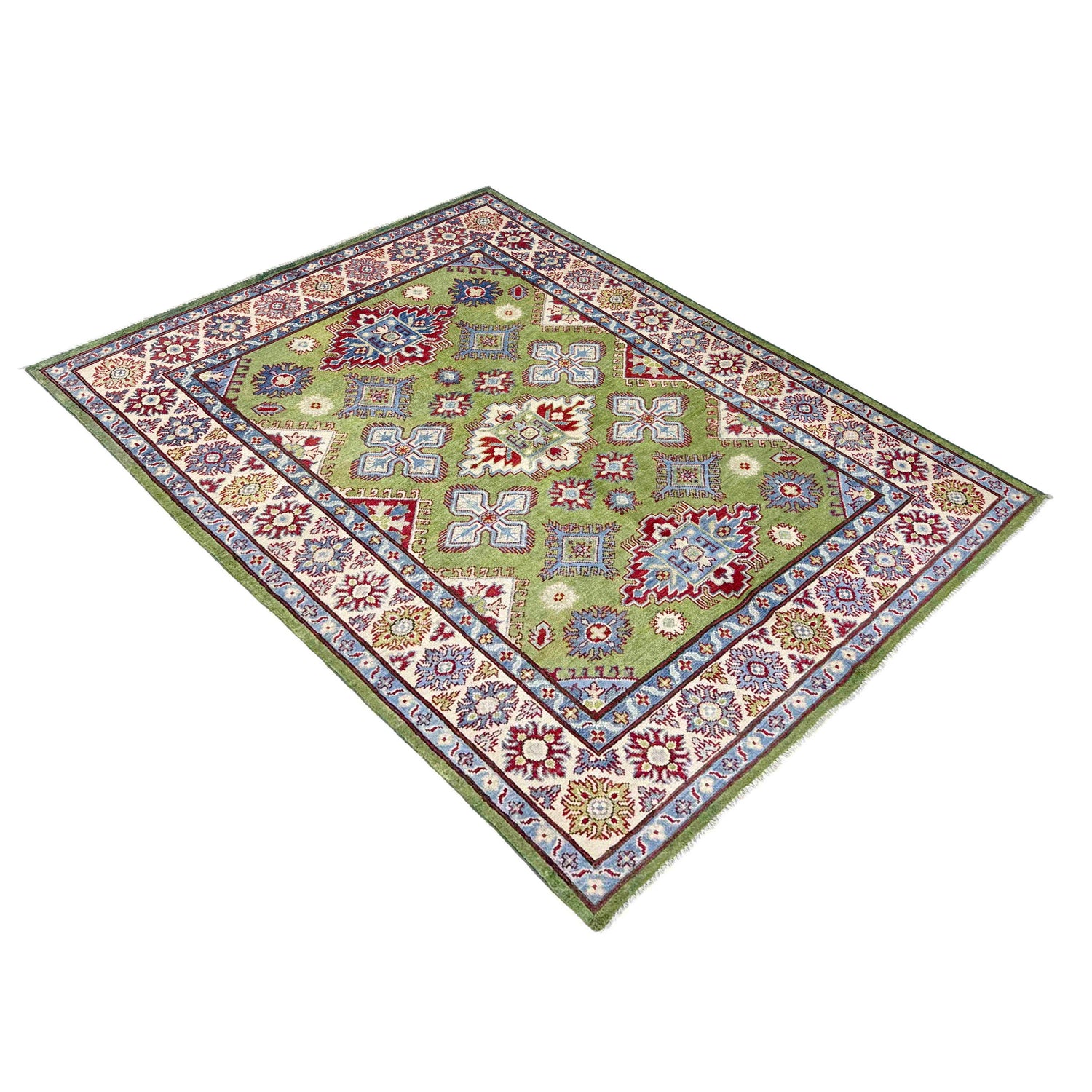 Green Color Kazak Rug 5' 0" x 6' 9" ft / 152 x 206 cm - No. R37640