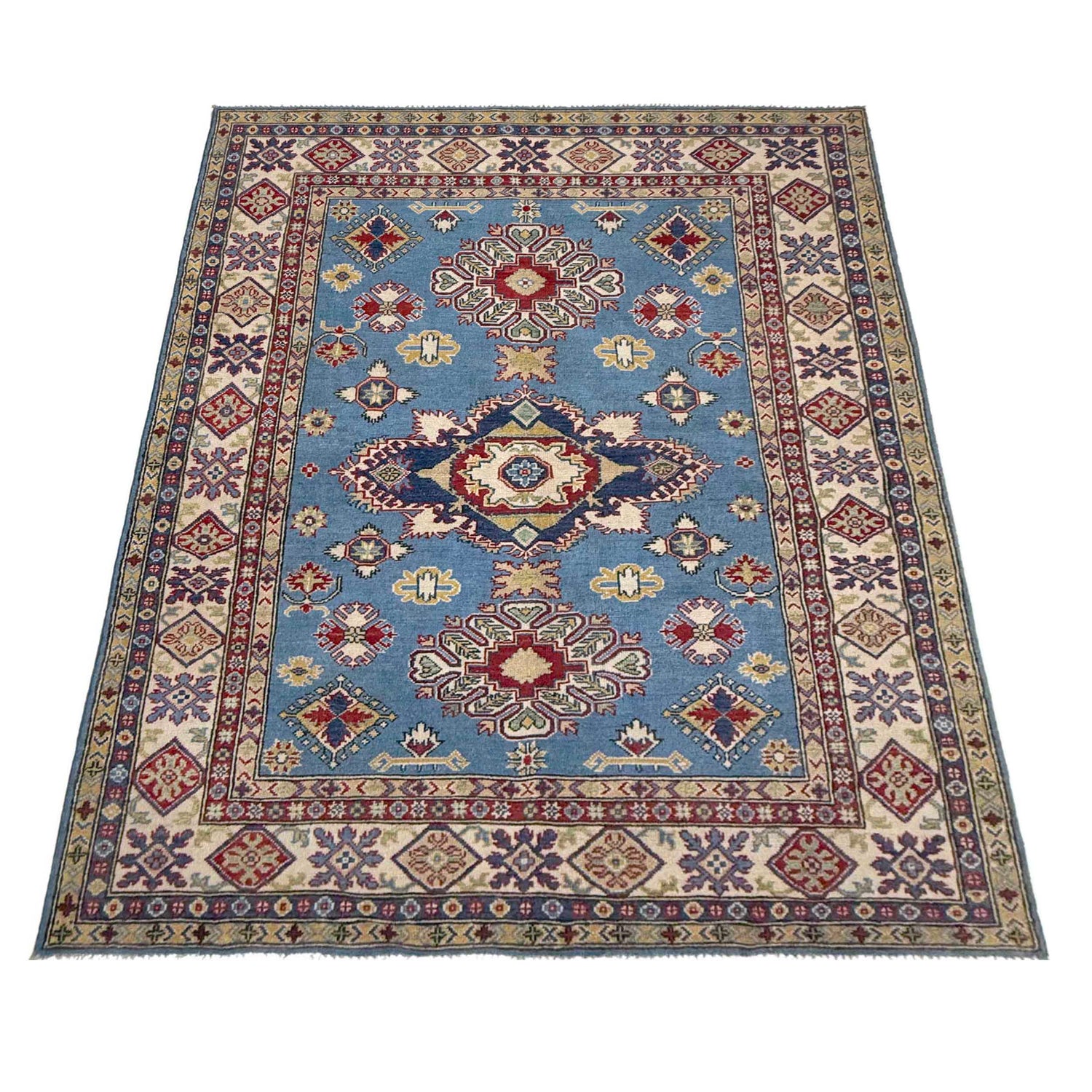 Hand Knotted Kazak Oriental Rug 5' 8" x 7' 11" ft / 173 x 242 cm - No. R37645