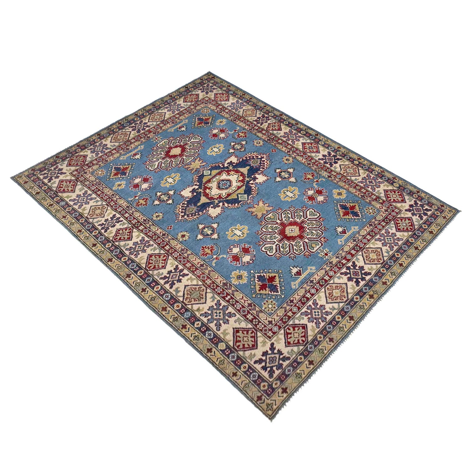 Hand Knotted Kazak Oriental Rug 5' 8" x 7' 11" ft / 173 x 242 cm - No. R37645