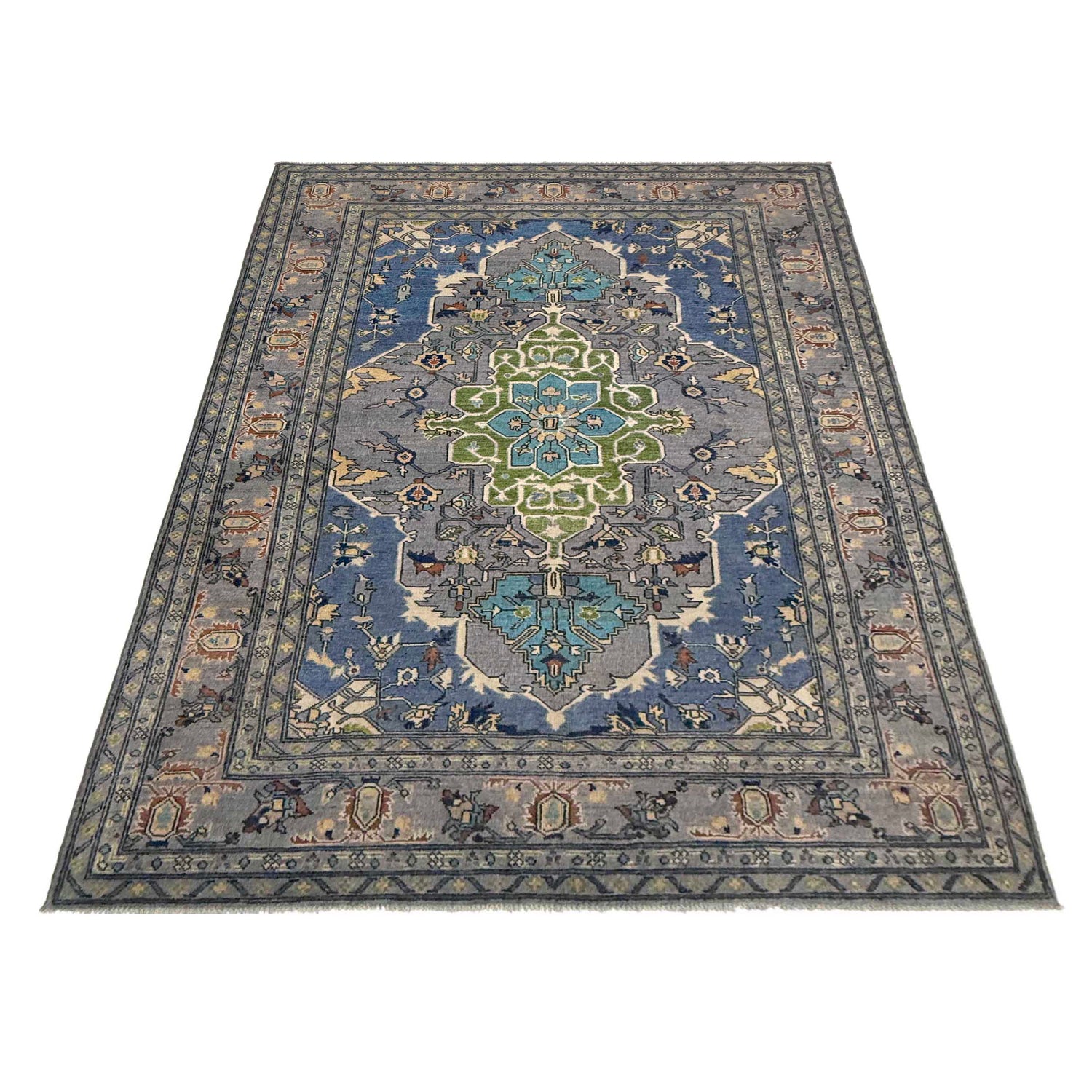 Hand Knotted Persian Design Heriz Rug 6' 0" x 8' 8" ft / 183 x 264 cm - No. R37648
