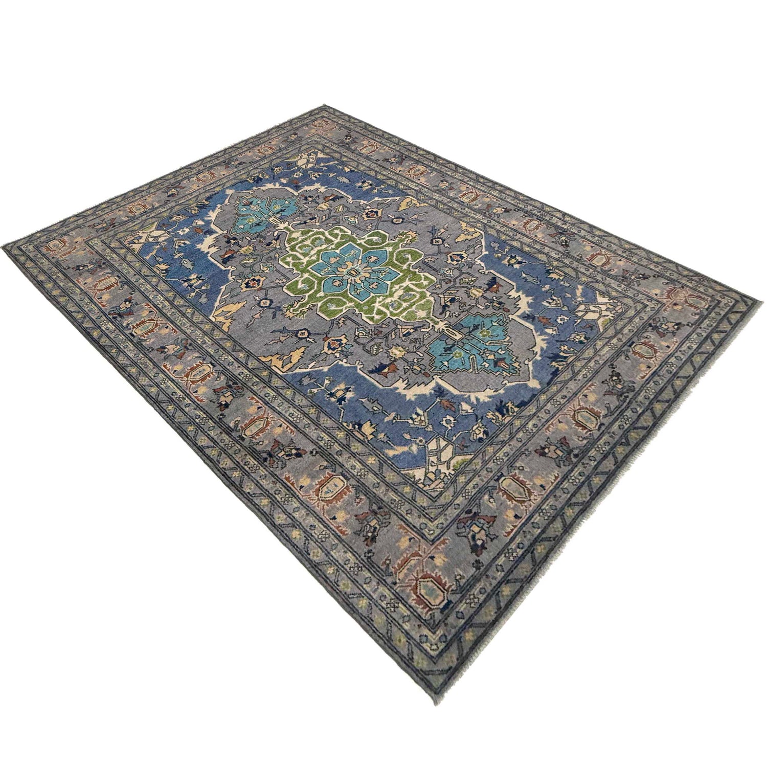 Hand Knotted Persian Design Heriz Rug 6' 0" x 8' 8" ft / 183 x 264 cm - No. R37648