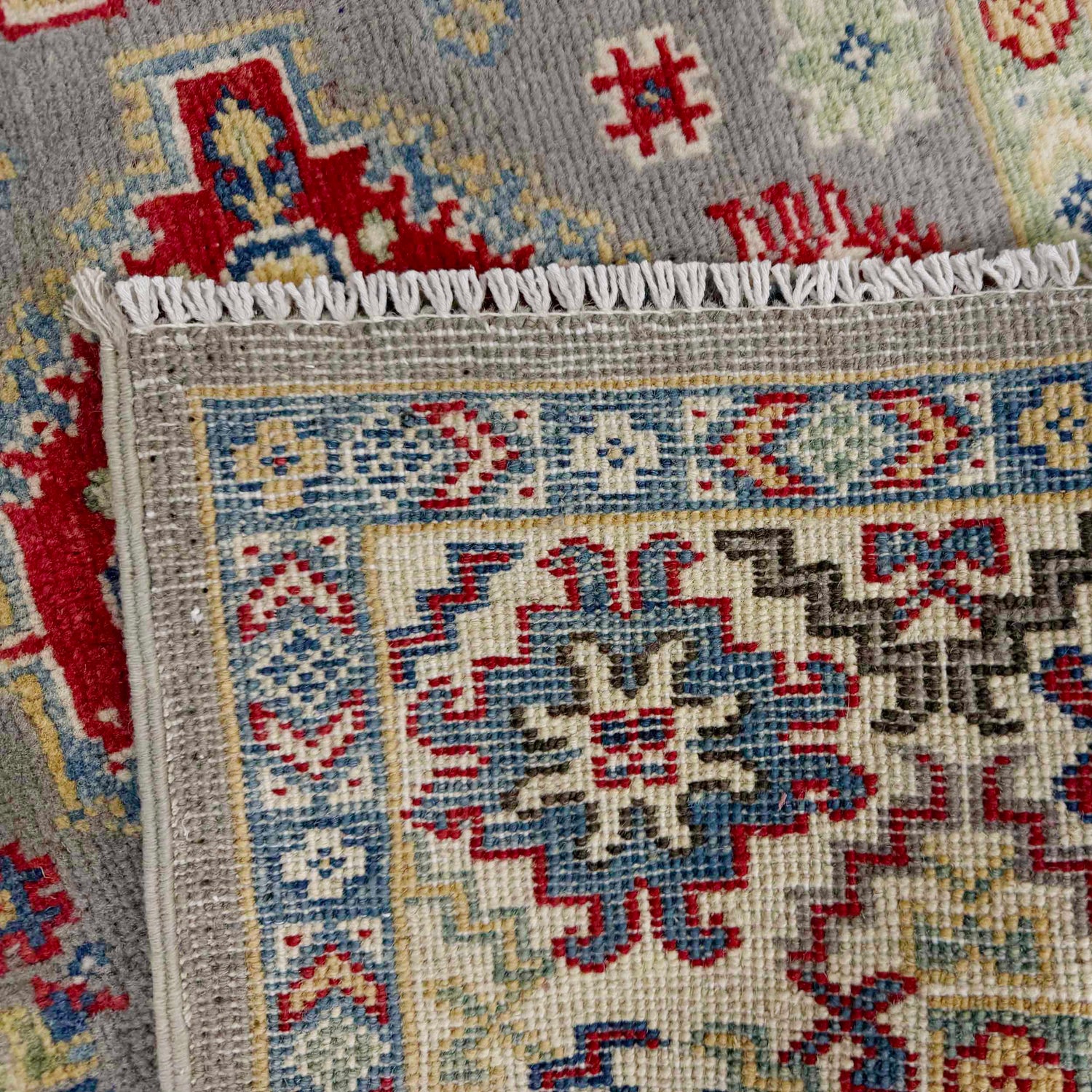 Gray Color Kazak Rug 3' 11" x 5' 10" ft / 120 x 179 cm - No. R37652