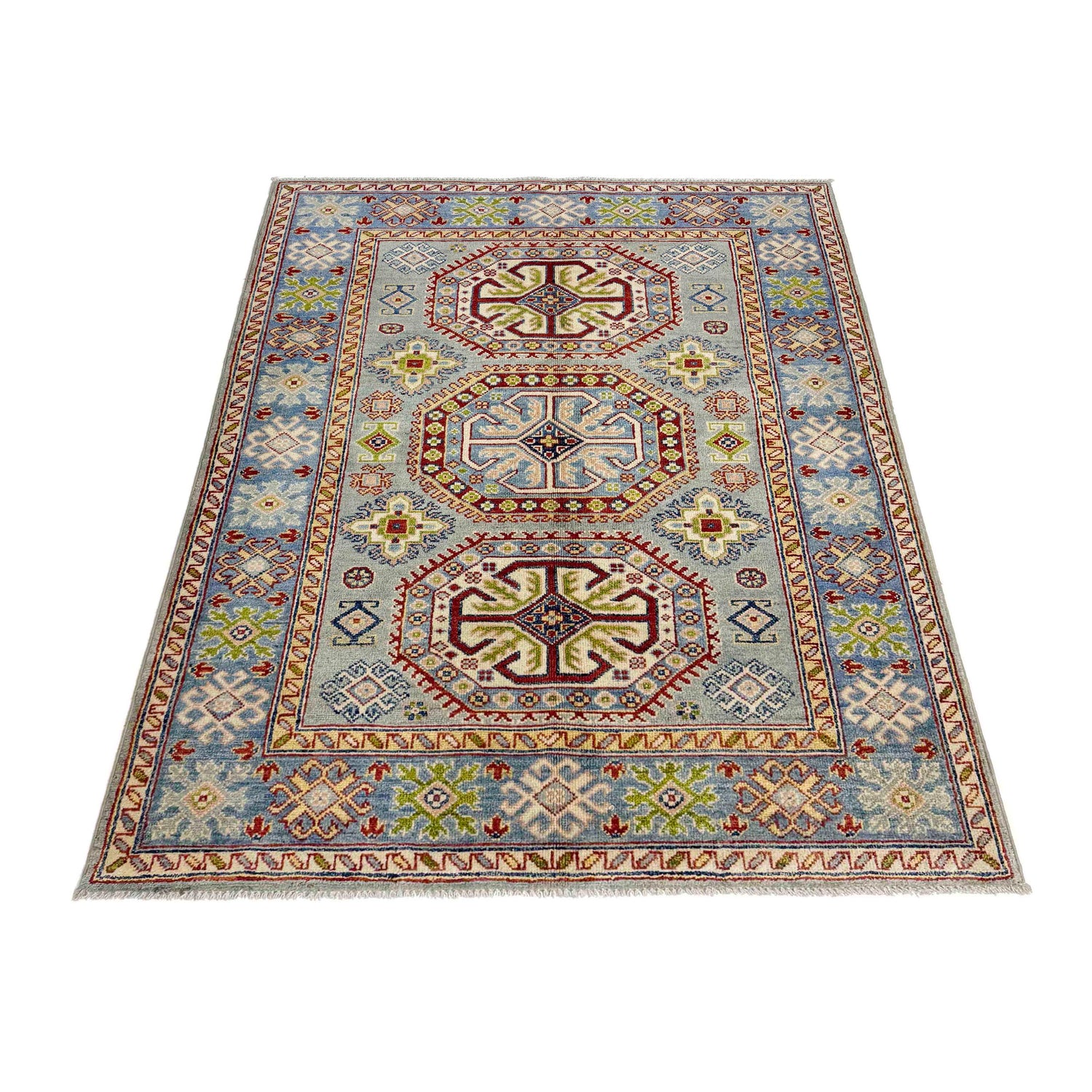 Hand knotted Kazak Carpet 3' 11" x 5' 8" ft / 120 x 172 cm - No. R37654