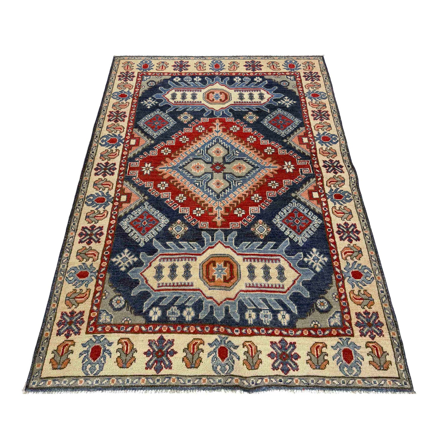 Oriental Kazak Rug 3' 11" x 6' 6" ft / 120 x 199 cm - No. R37655
