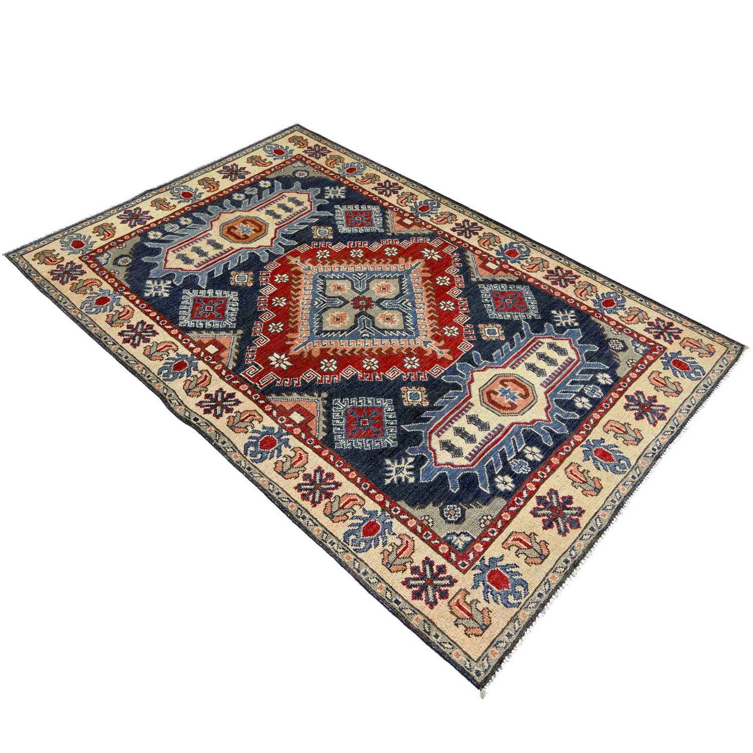 Oriental Kazak Rug 3' 11" x 6' 6" ft / 120 x 199 cm - No. R37655