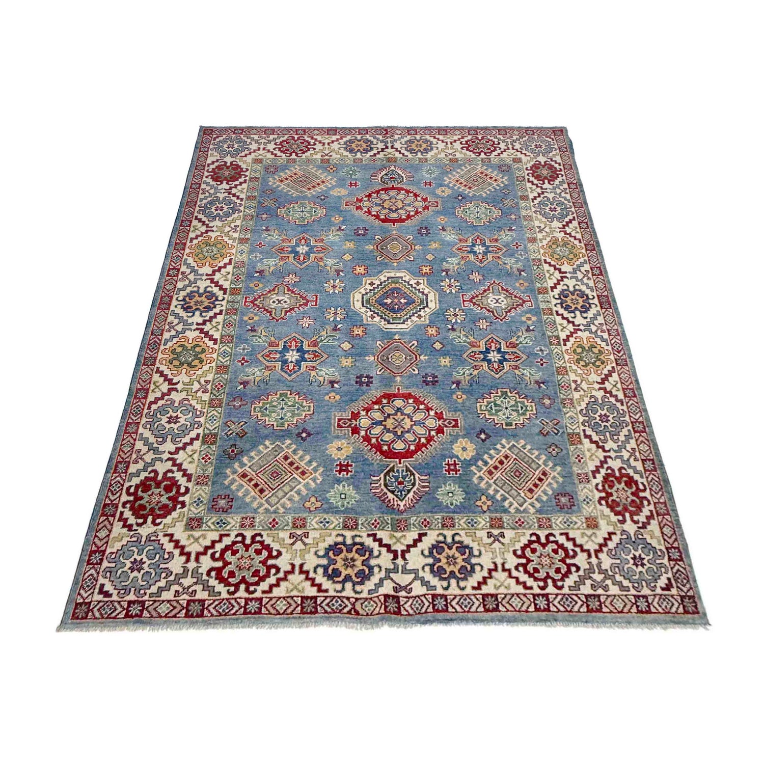 Handmade Kazak Area Rug 5' 5" x 7' 10" ft / 166 x 239 cm - No. R37656