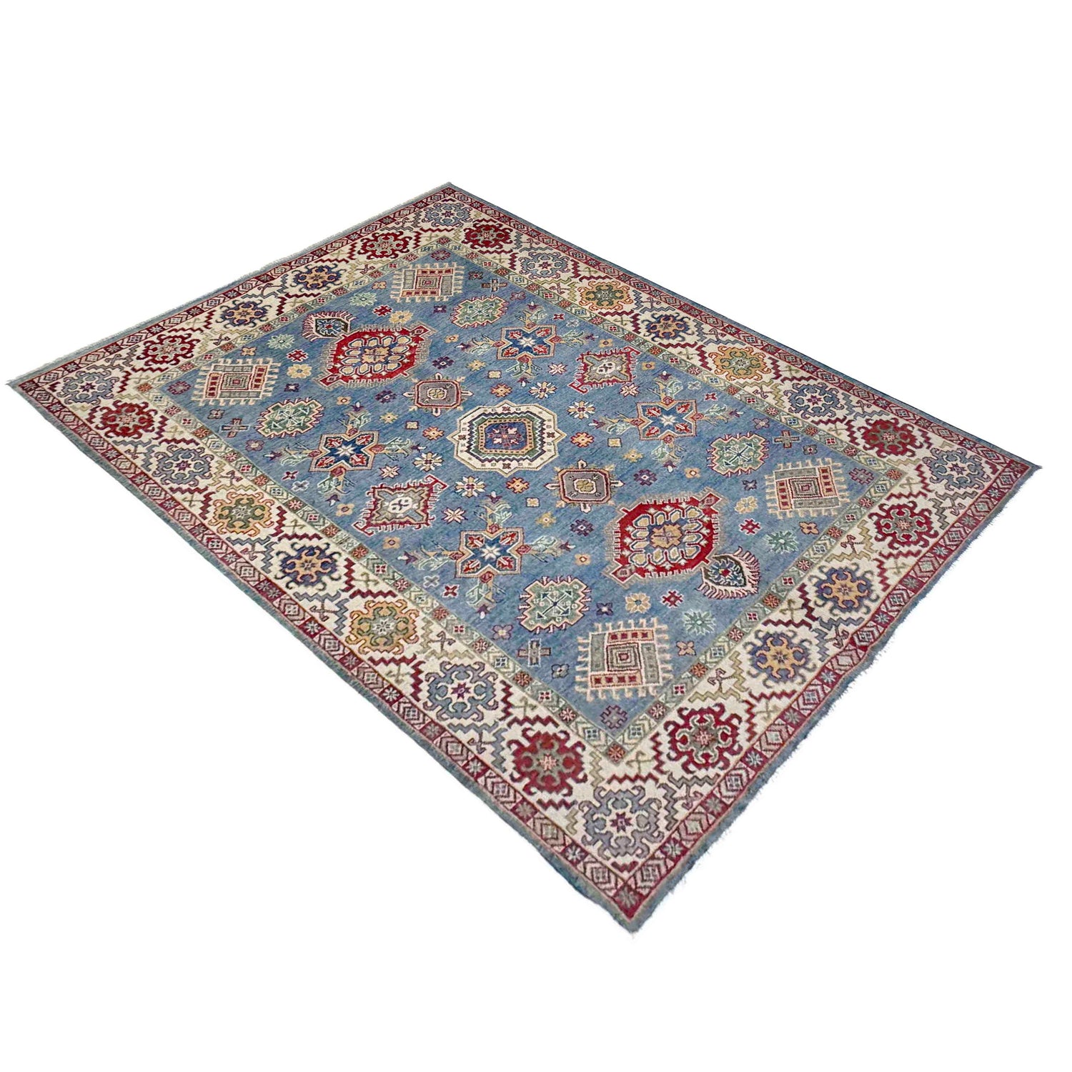 Handmade Kazak Area Rug 5' 5" x 7' 10" ft / 166 x 239 cm - No. R37656
