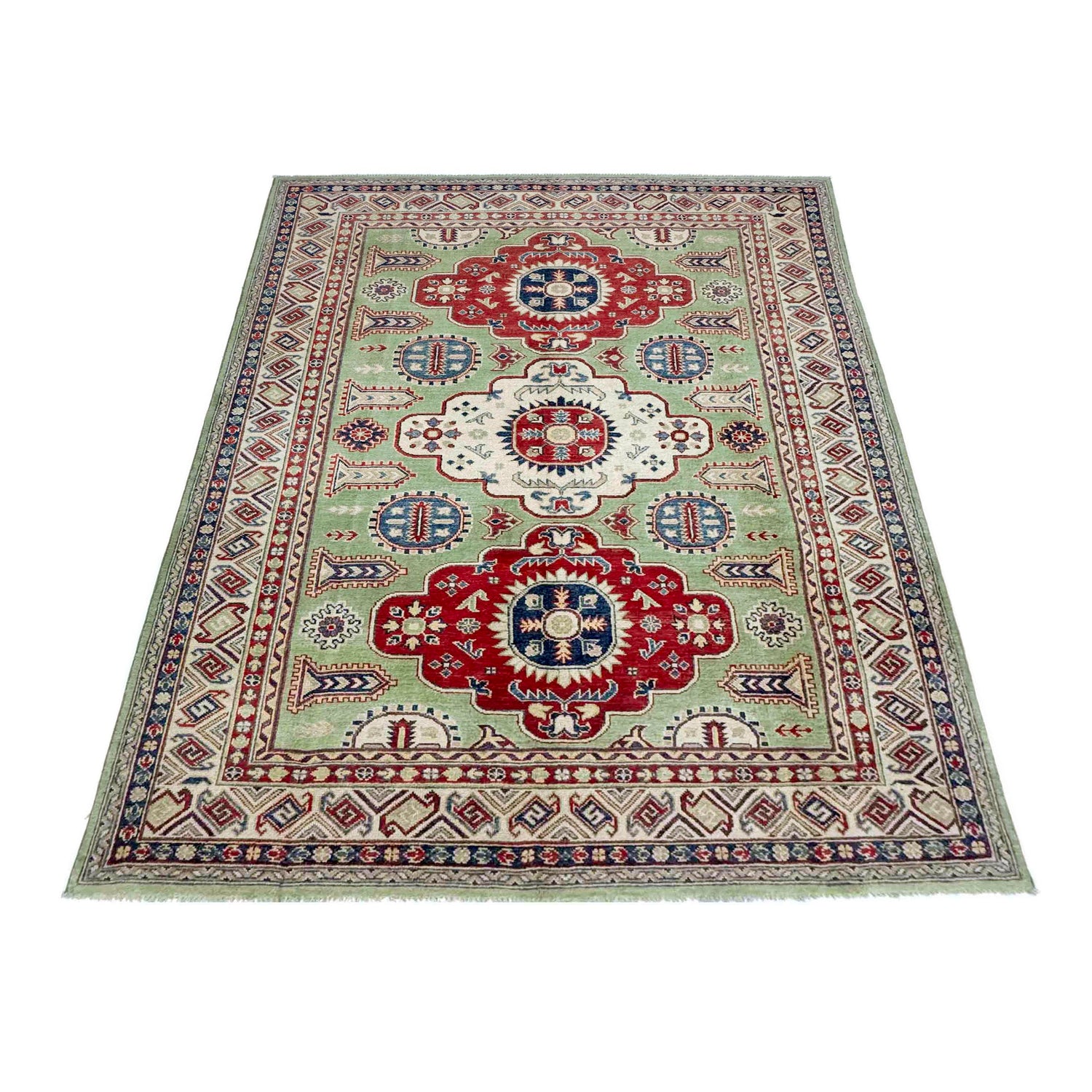 Hand knotted Kazak Carpet 5' 8" x 8' 1" ft / 172 x 246 cm - No. R37658