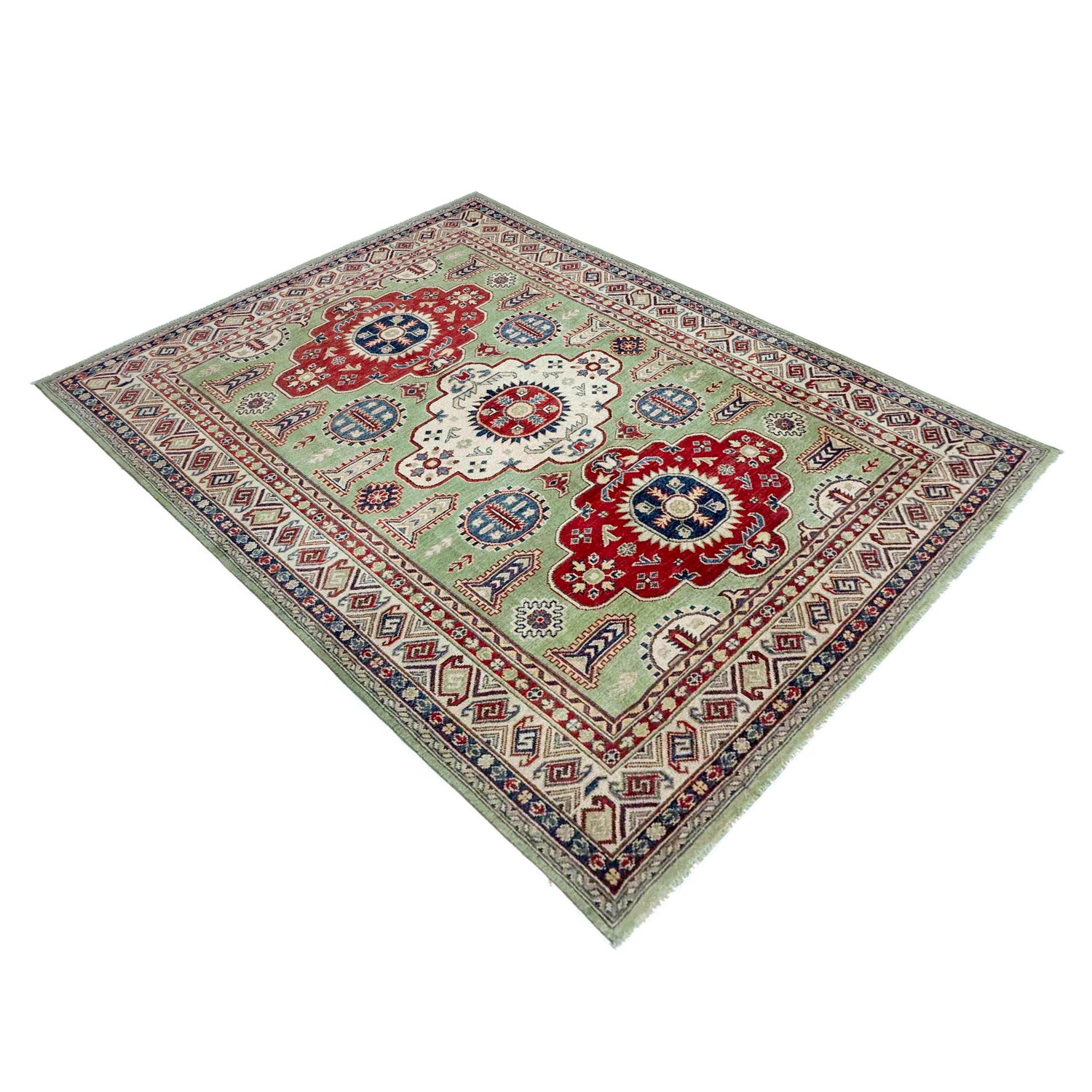 Hand knotted Kazak Carpet 5' 8" x 8' 1" ft / 172 x 246 cm - No. R37658
