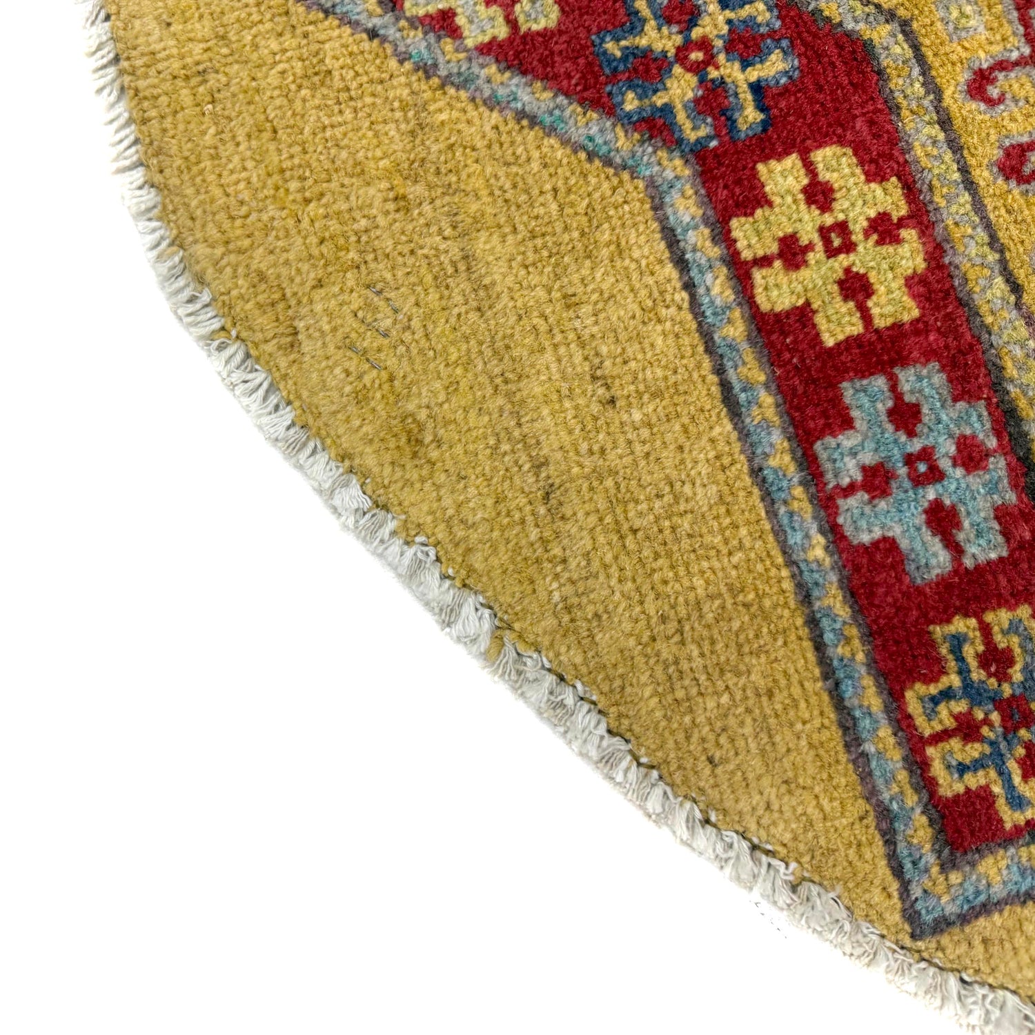 Authentic Afghan Kazak Round Rug 3' 2" x 3' 3" ft / 96 x 100 cm - No. R37678