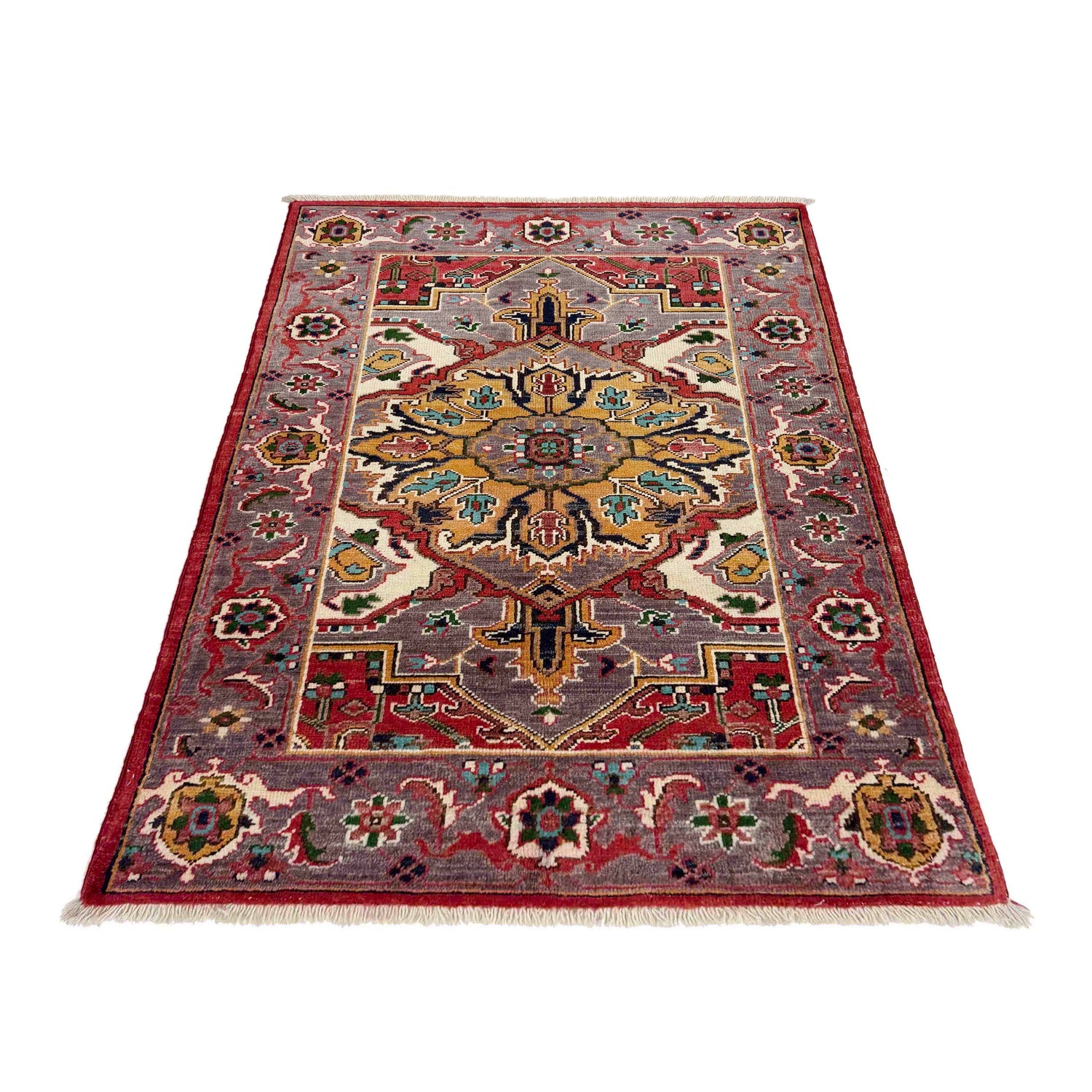 Hand Knotted Persian Design Heriz Rug 2' 9" x 4' 1" ft / 83 x 125 cm - No. R37717