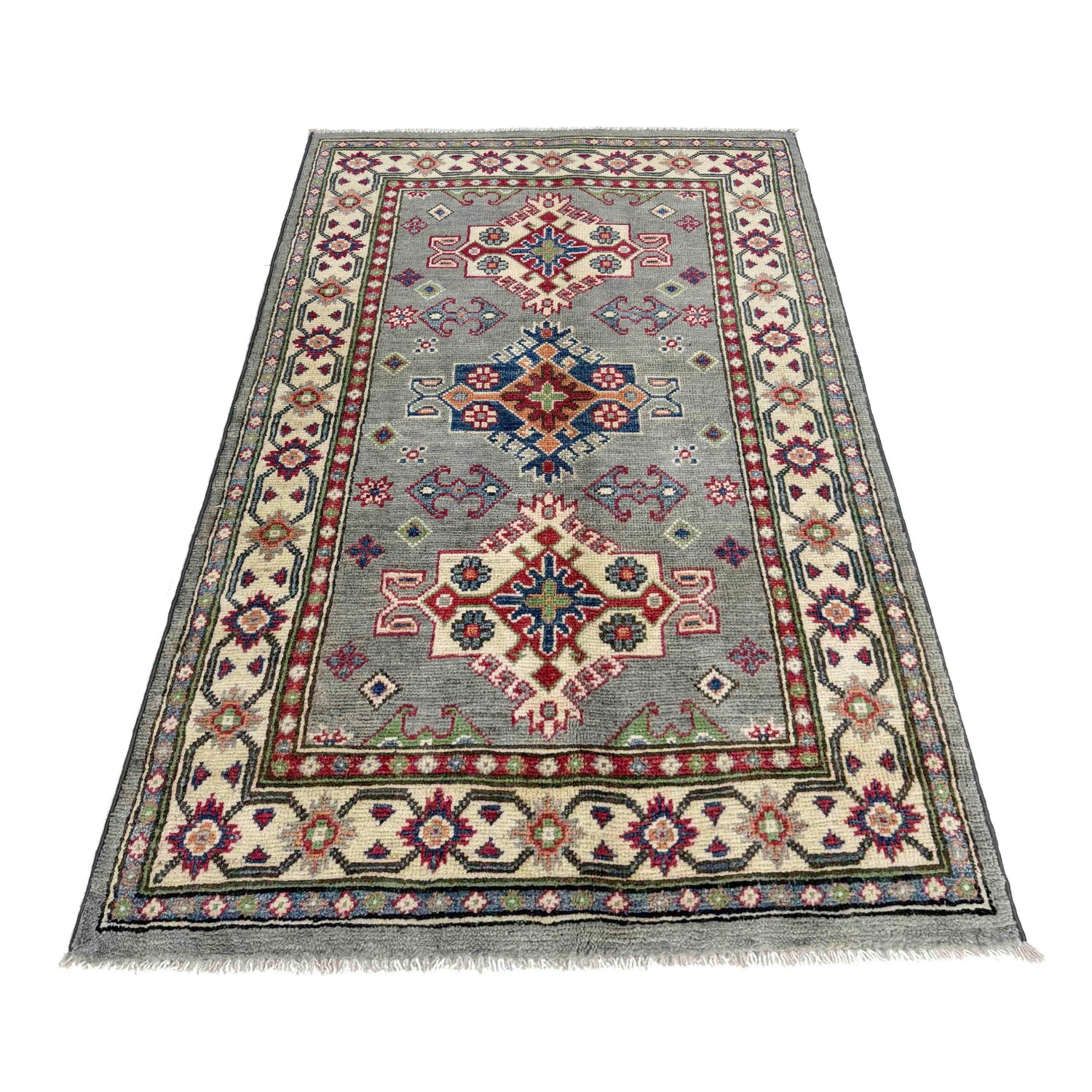 Handmade Kazak Area Rug 2' 8" x 4' 5" ft / 81 x 134 cm - No. R37727